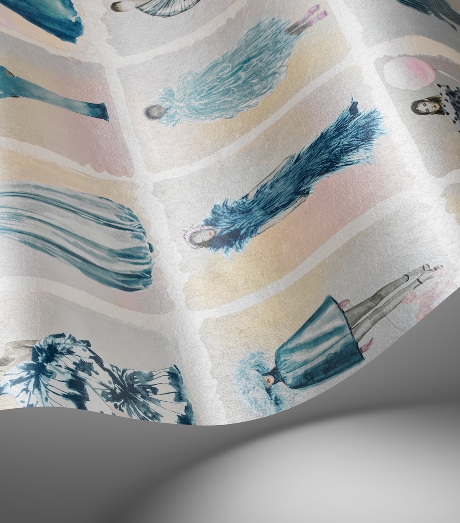 x Harrods Interior Design 175 Anniversary Edition Couture Carousel Wallpaper - China Blue Pearl CHINA BLUE PEARL Image 2