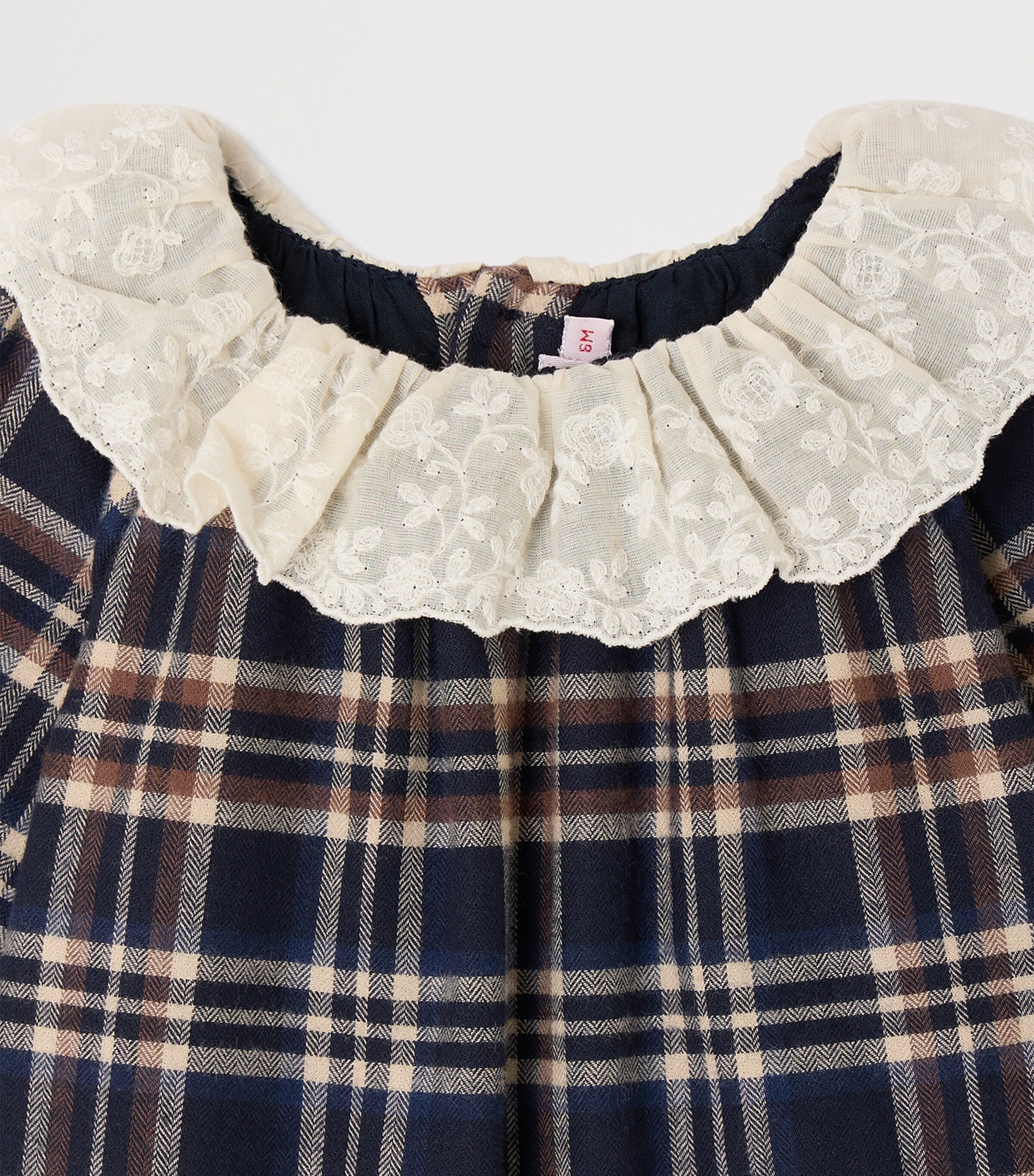 Bonpoint Cotton Plaid Collared Dress (6-18 Months) Carreaux Marine Image 3