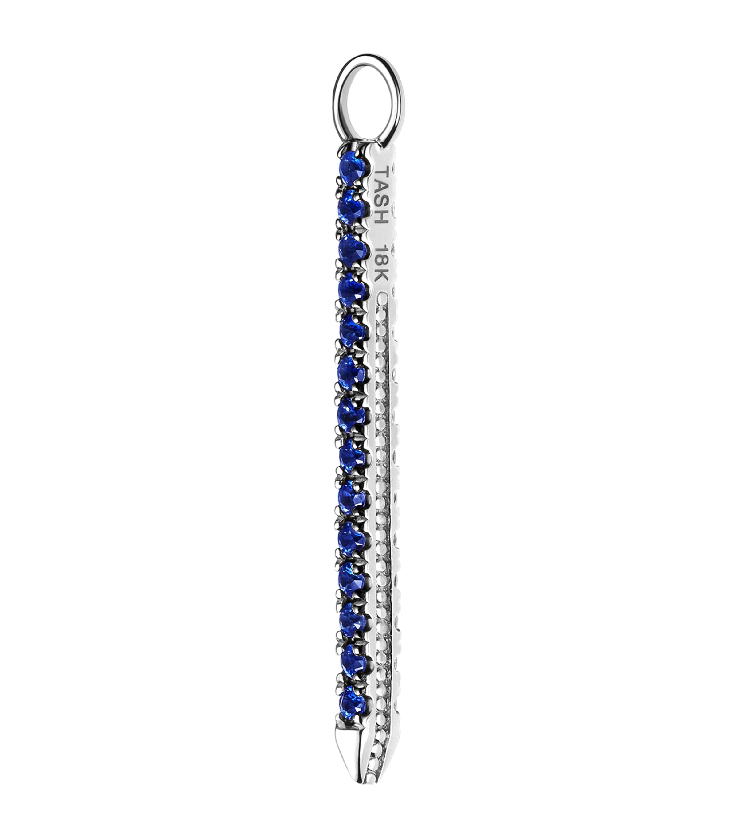 Maria Tash Diamond And Sapphire Eternity Bar Charm In Gray