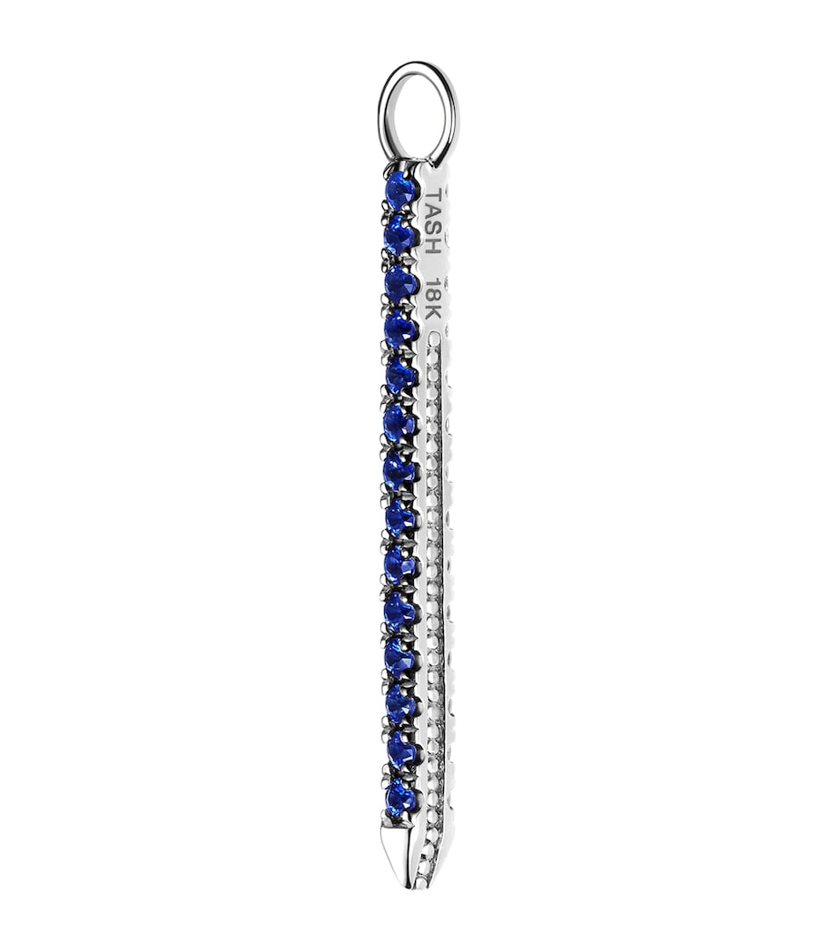 Diamond and Sapphire Eternity Bar Charm (18mm) WHITE GOLD Image 1