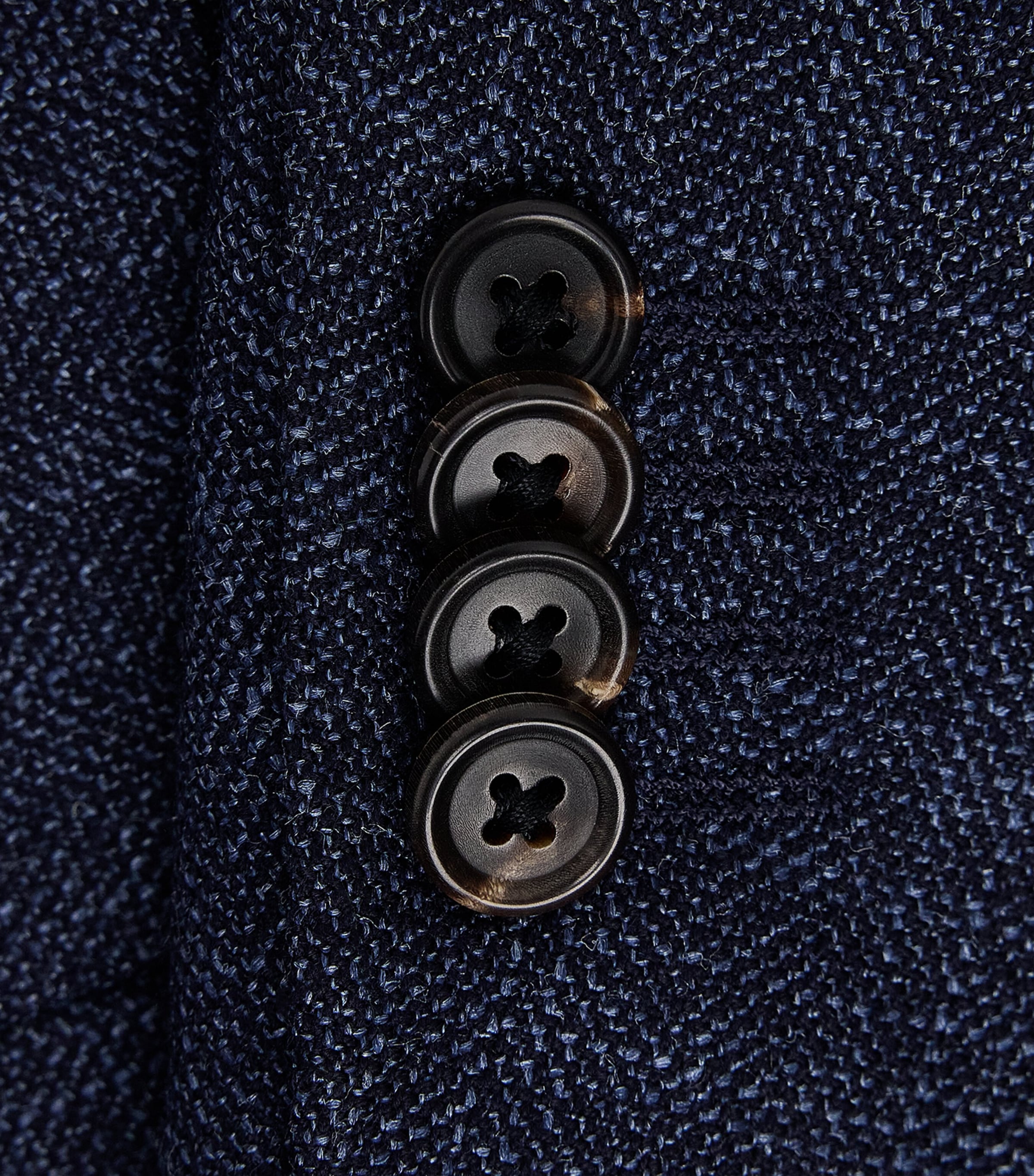 Corneliani Mens Virgin Wool-Silk Herringbone Blazer Navy Blue Image 6