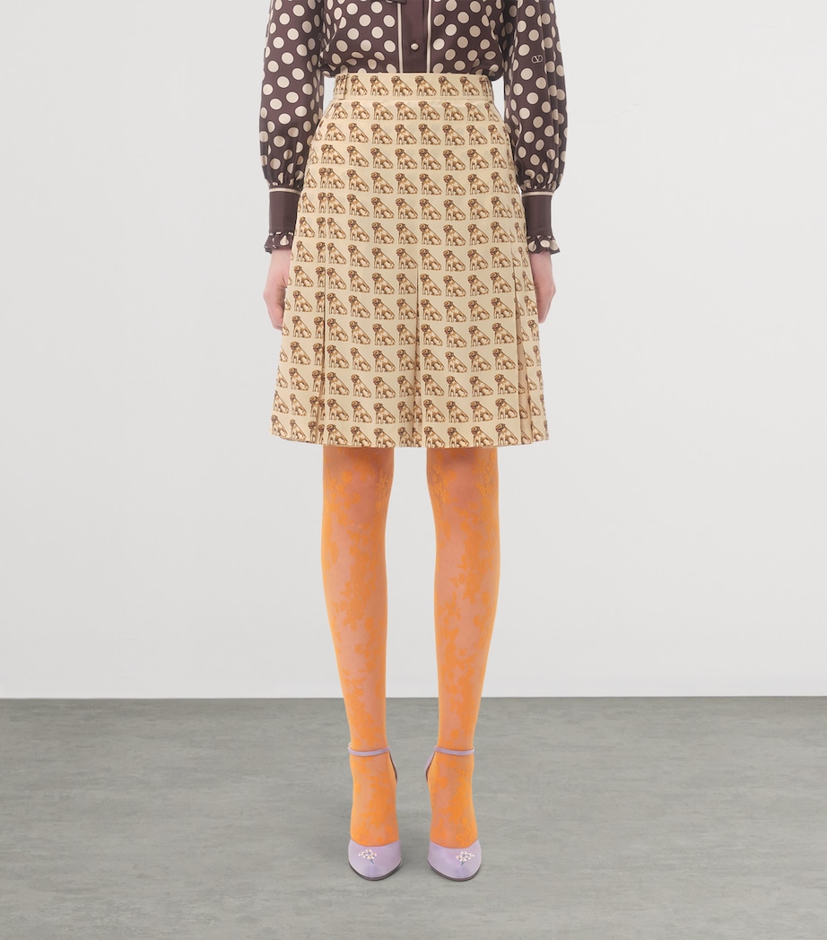 Silk Dog-Print Midi Skirt R0R Image 2