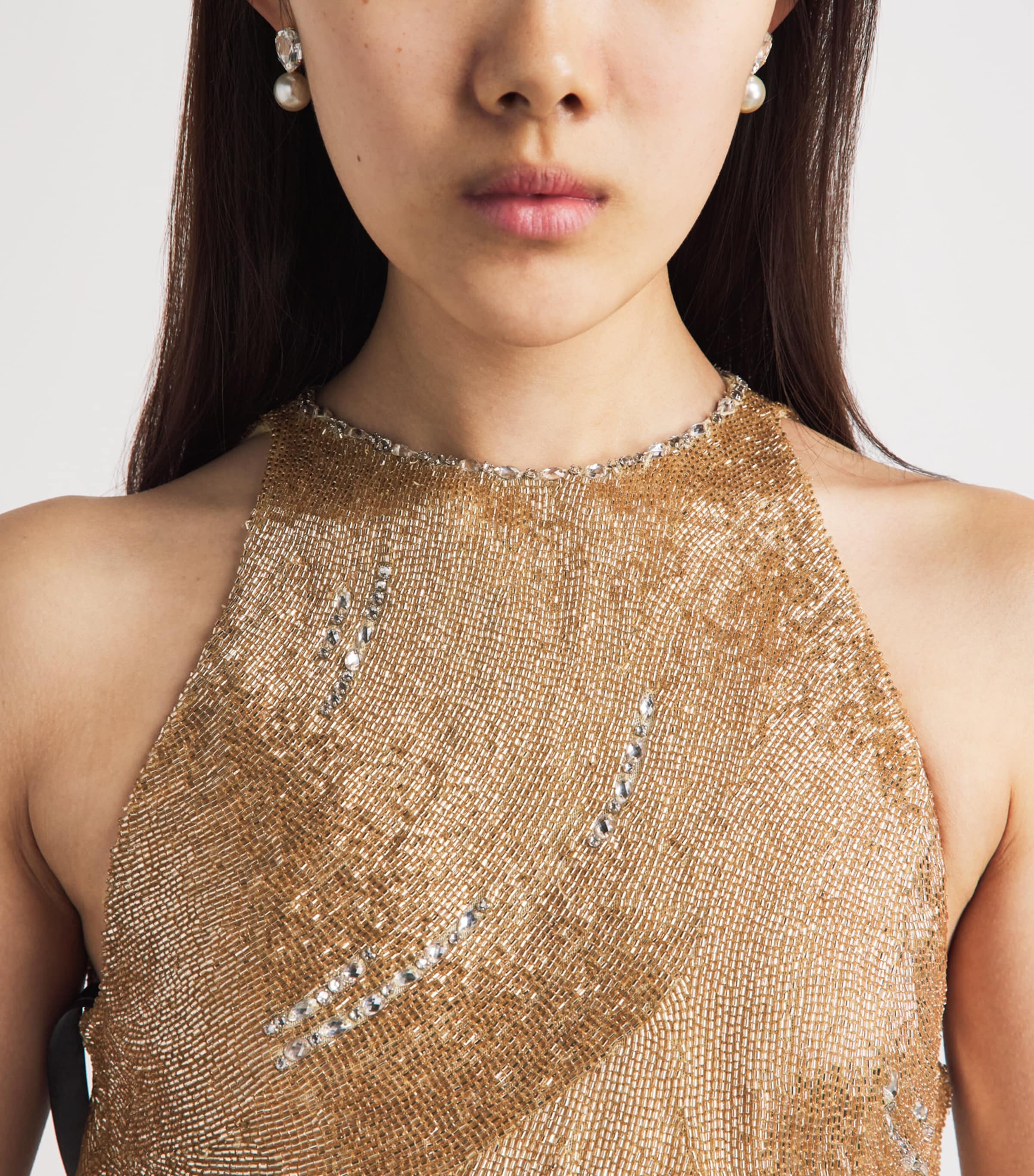 Clio Peppiatt Womens Embellished Delphine Maxi Gown Champagne Image 5