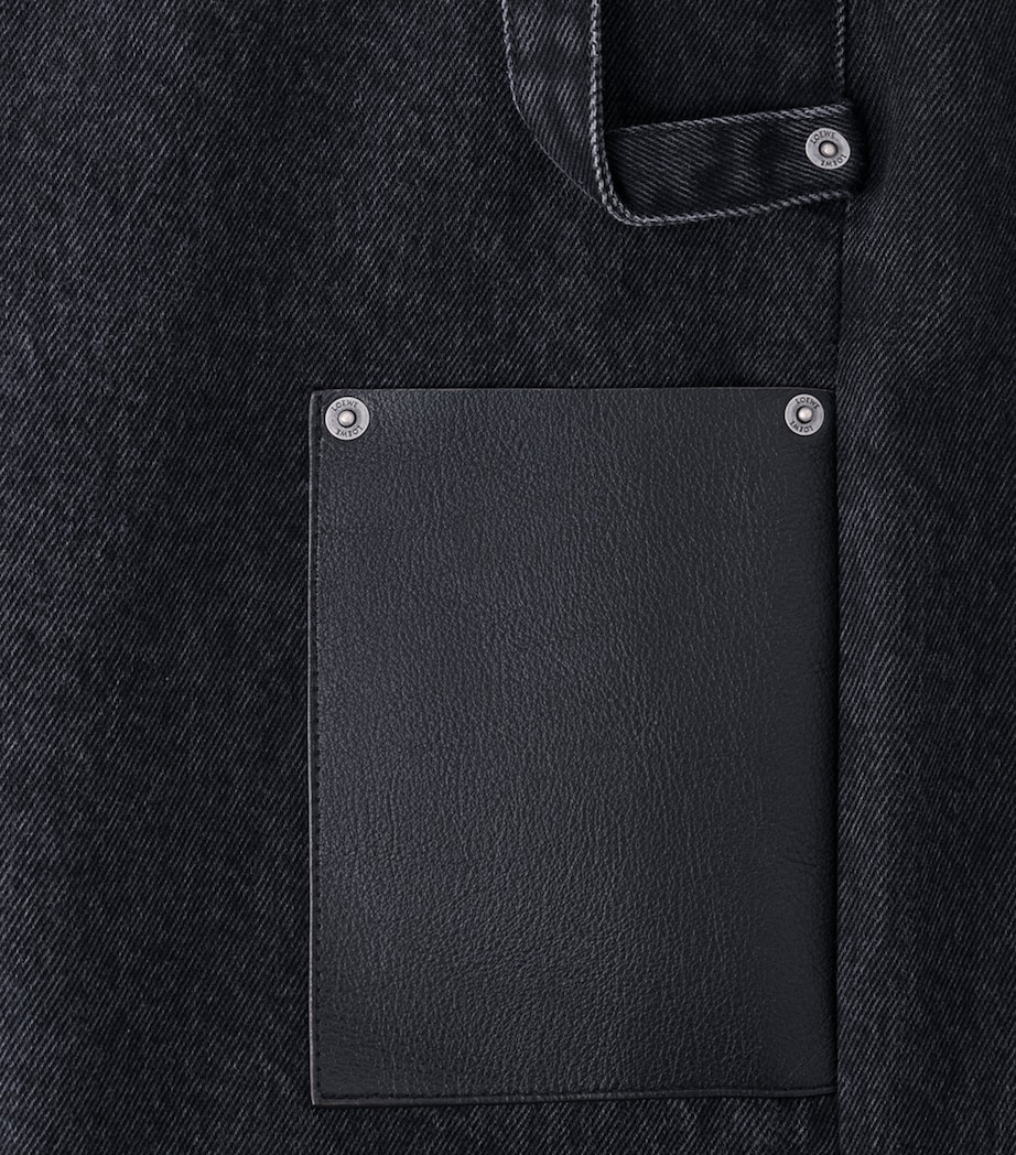 LOEWE Mens Leather-Trim Straight Jeans Black Image 6