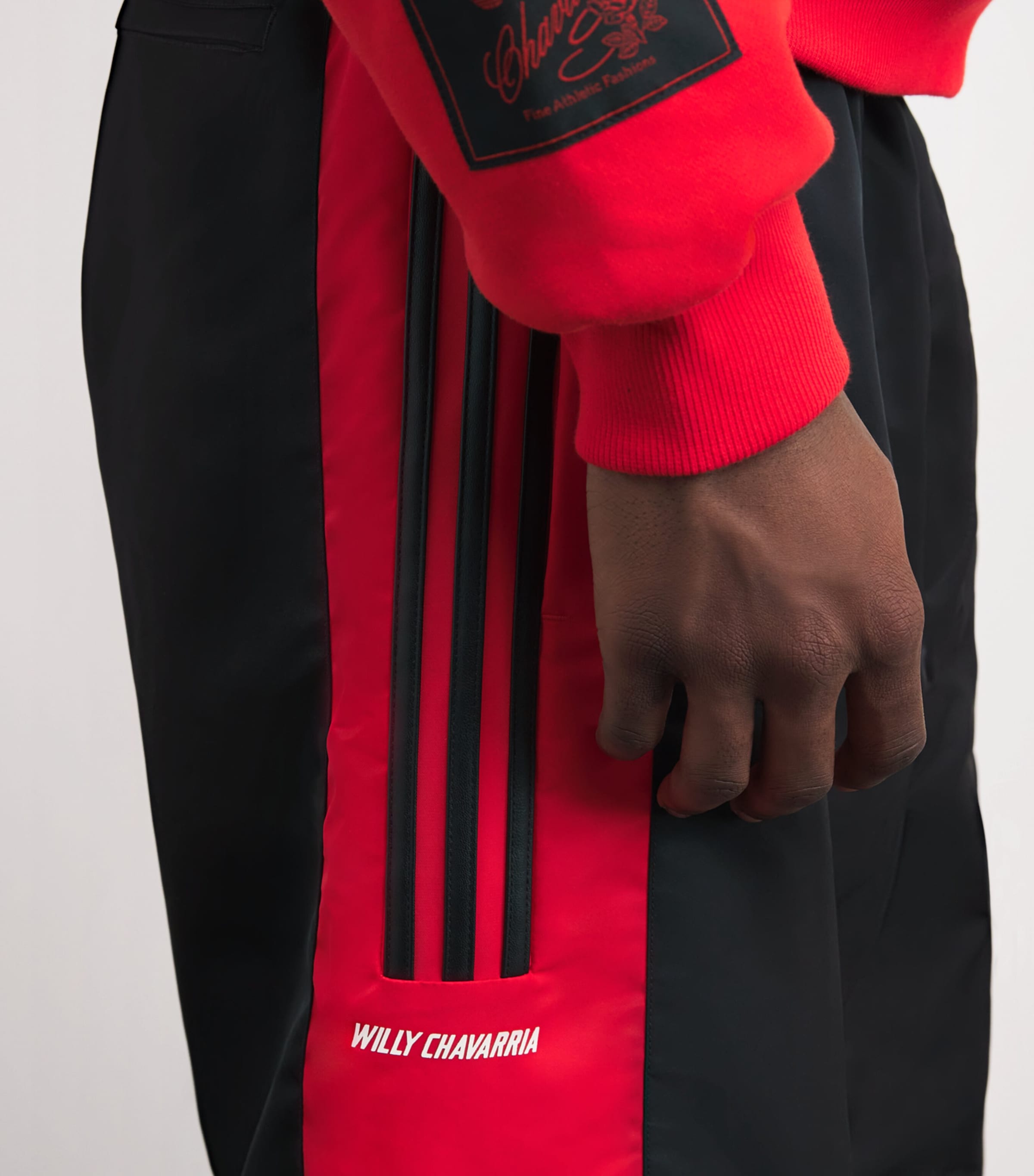 x adidas Zip-Off Gomez Wide-Leg Sweatpants BLACK/RED Image 6