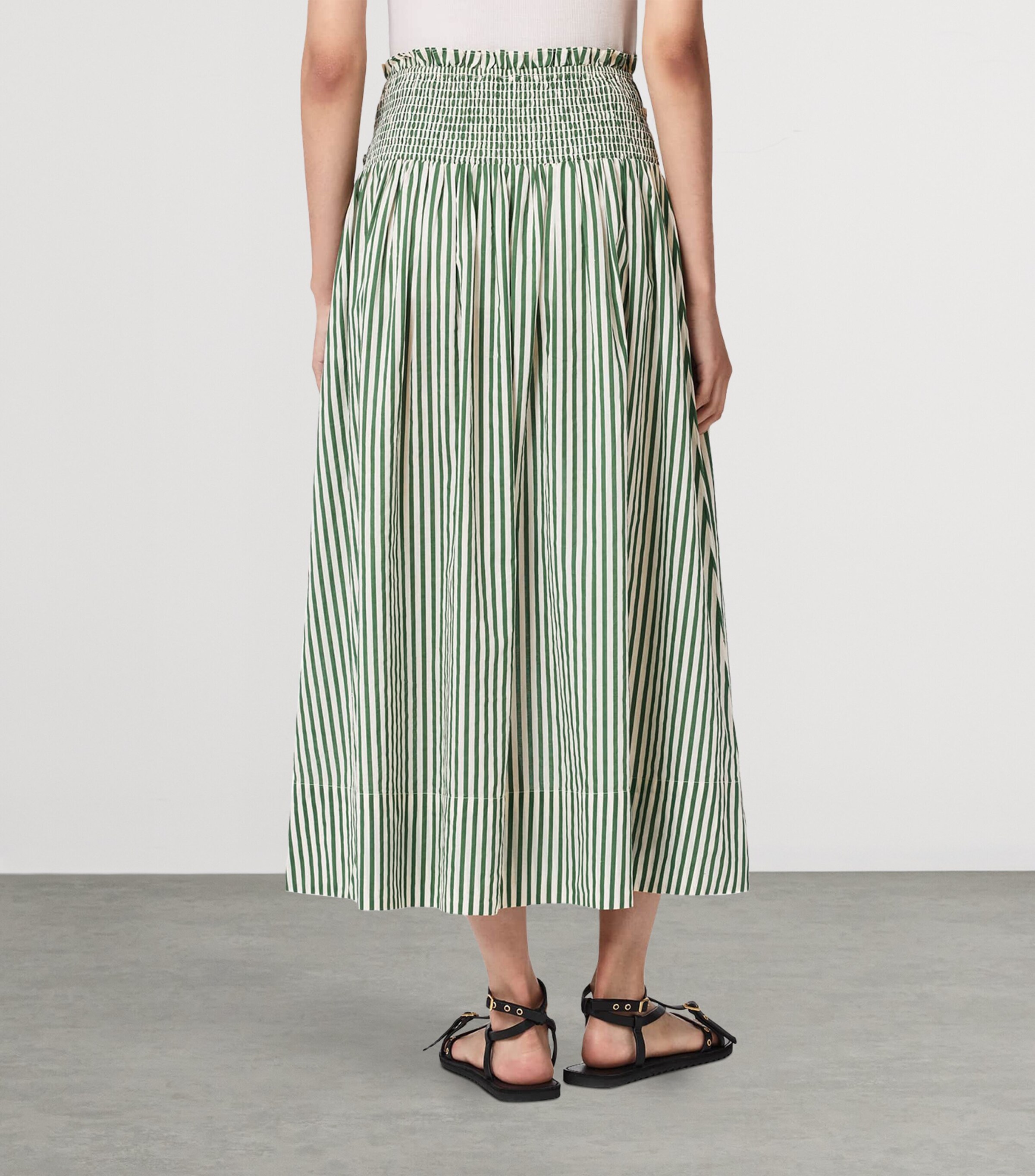 AllSaints Womens Organic Cotton Kali Maxi Skirt Apple Green/white Image 4