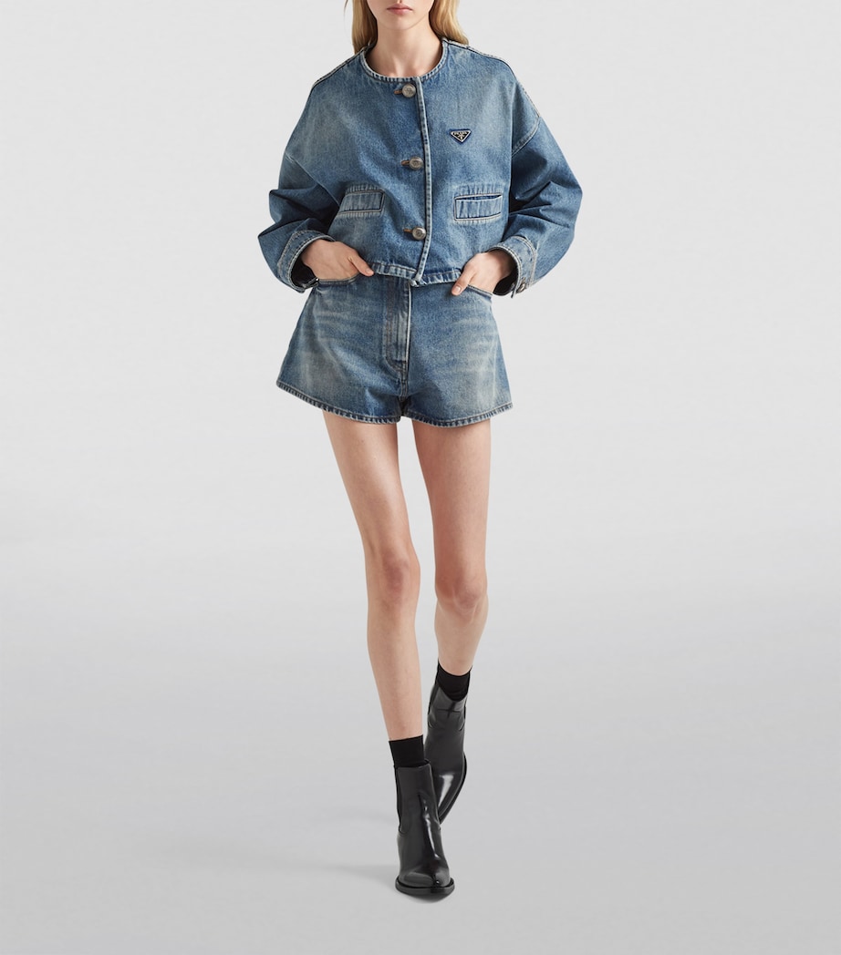 Denim Collarless Jacket F0BAU Image 2