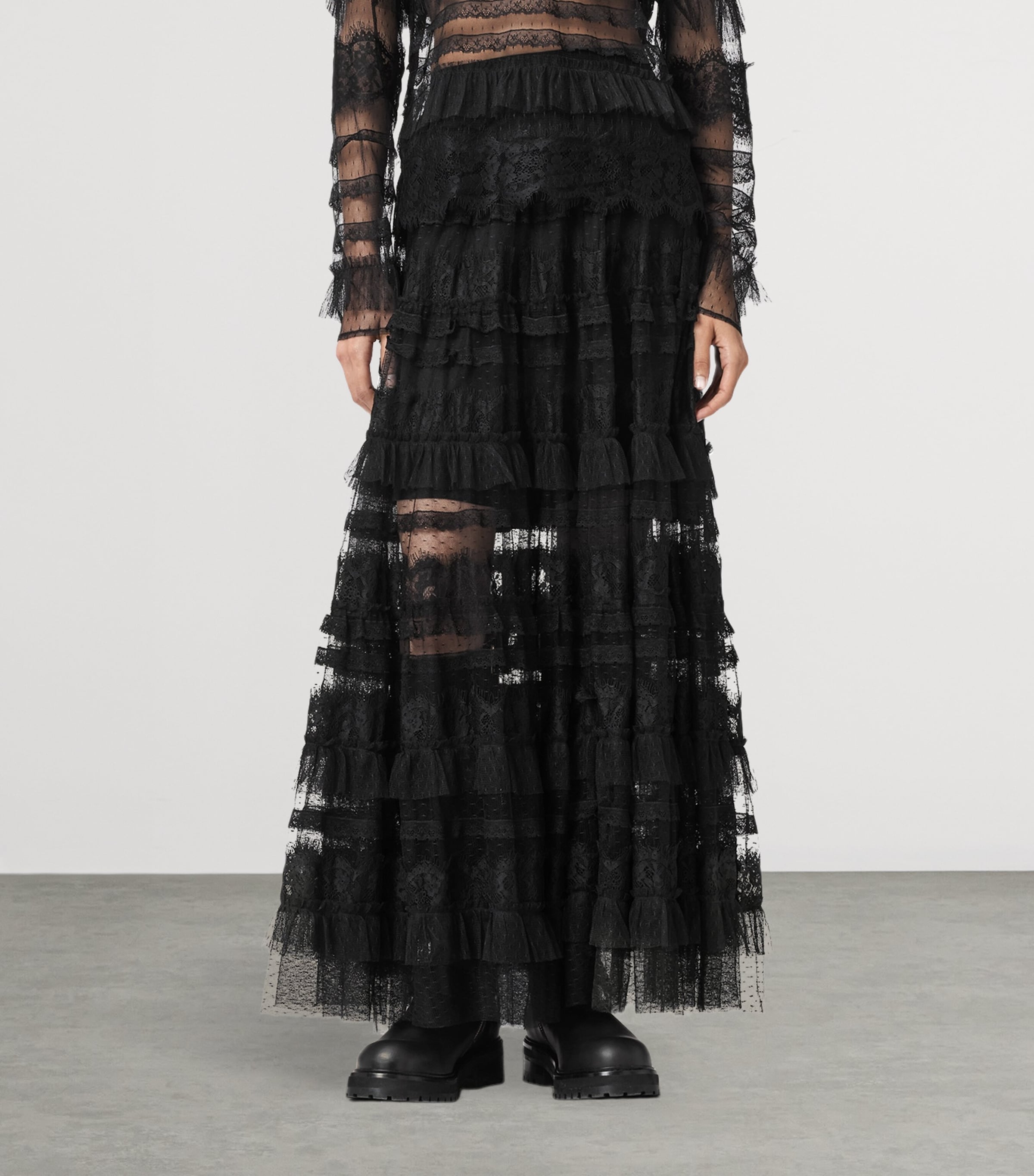 AllSaints Womens Tulle Arlea Skirt Black Image 7