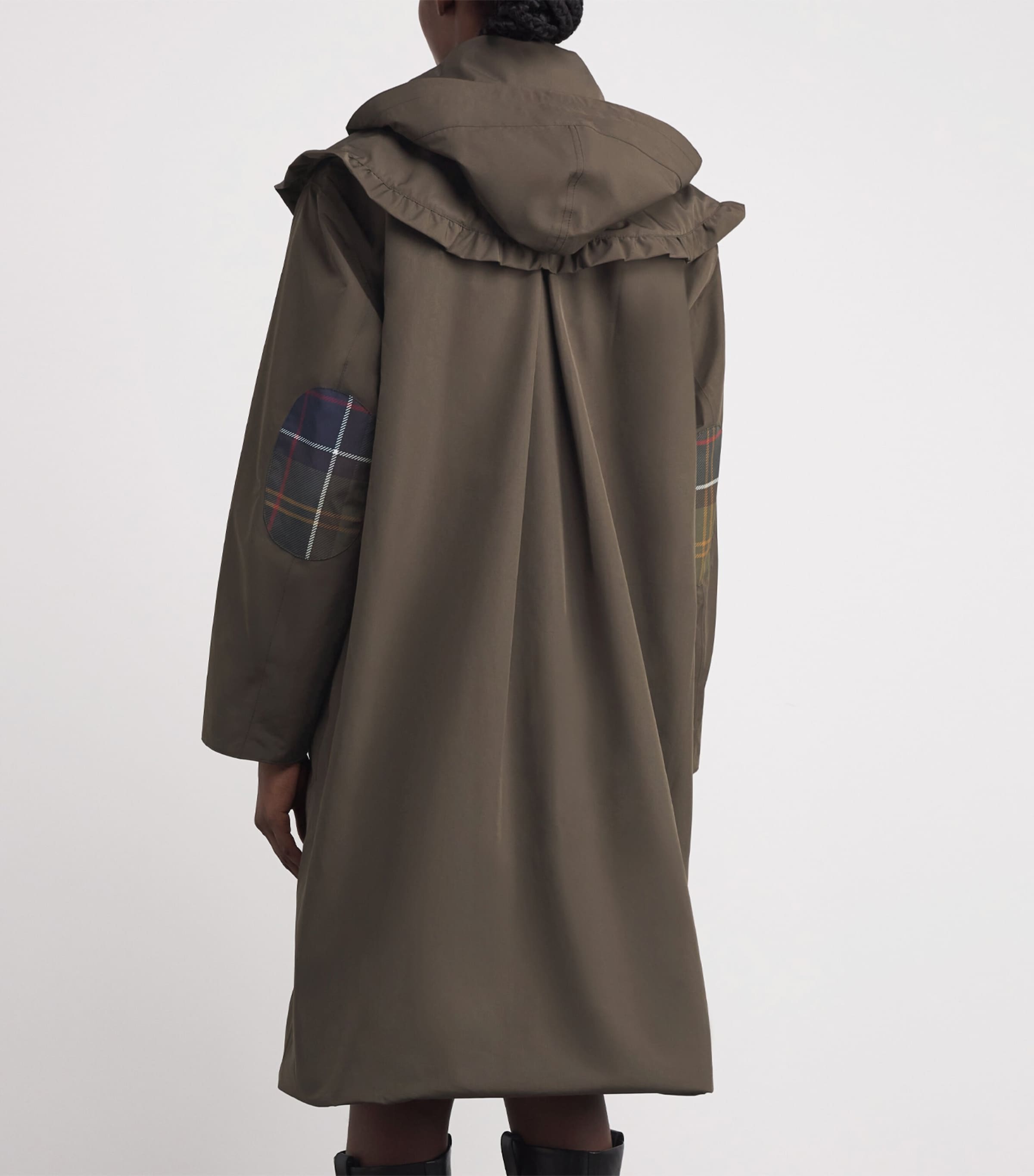 x GANNI Waterproof Parka Coat OLIVE/CLASSIC TARTAN Image 4