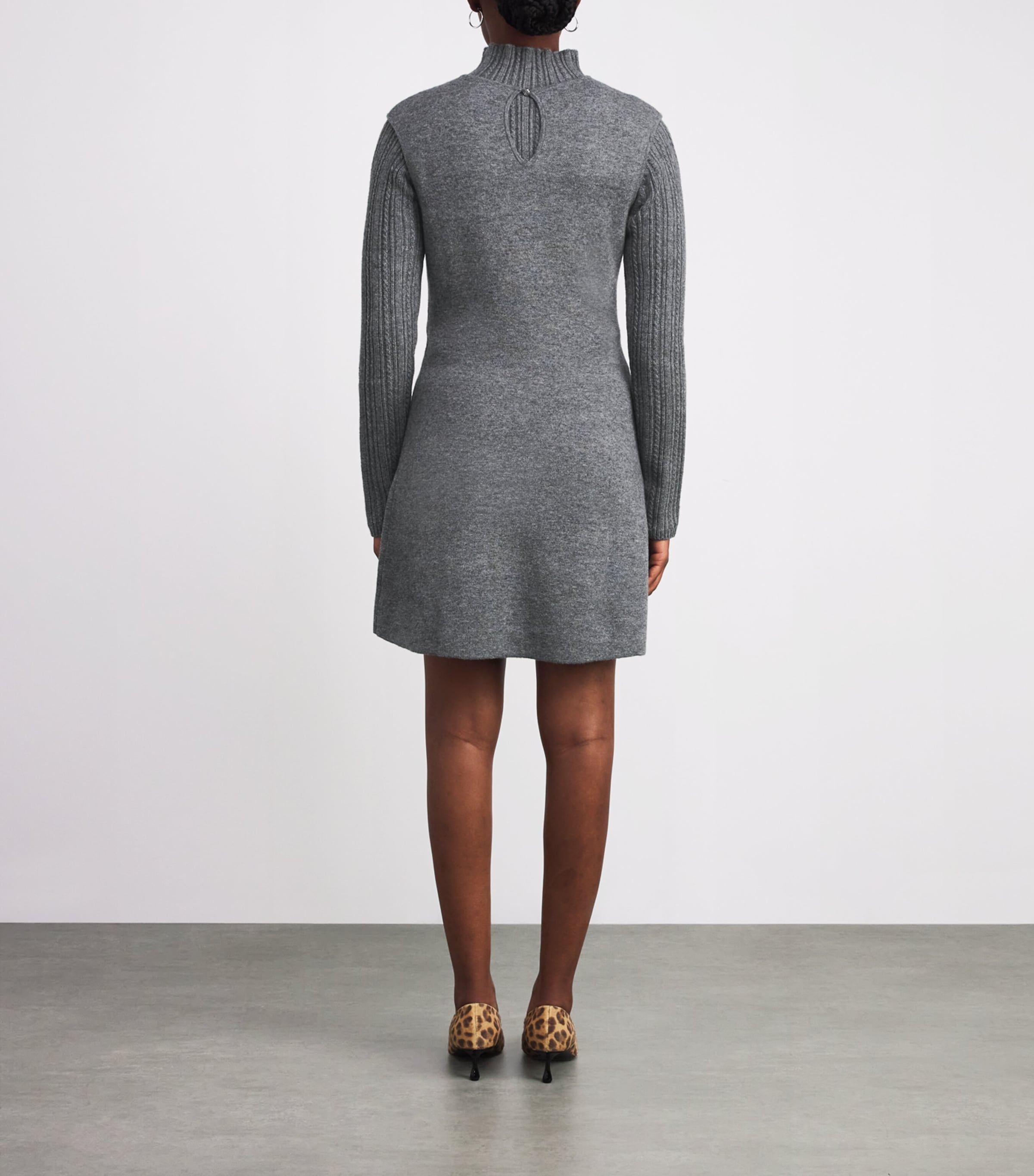 Knitted Rollneck Mini Dress GREY Image 3