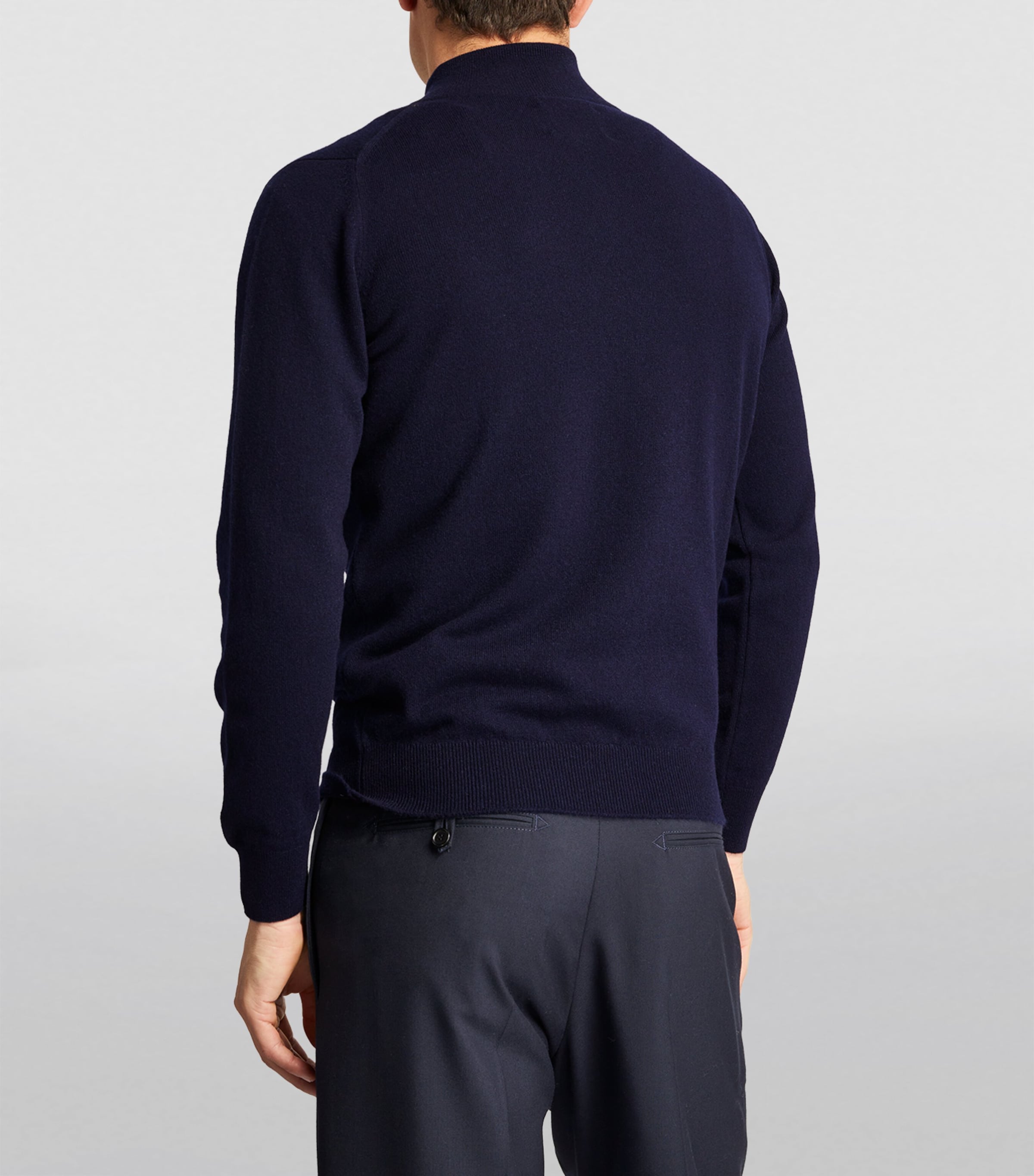 Cashmere Zip-Up Sweater NAVY Image 4