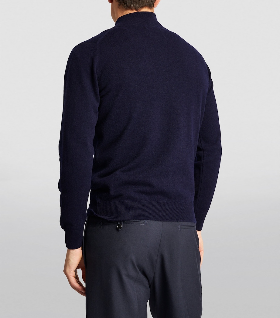 Cashmere Zip-Up Sweater NAVY Image 4