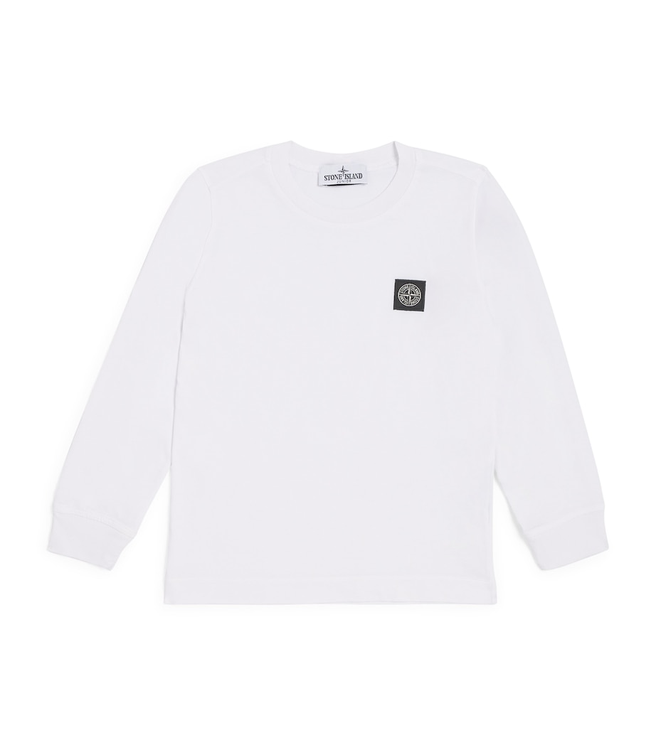 Stone Island Junior Cotton Logo Long-Sleeve T-Shirt (2-14 Years) White Image 1