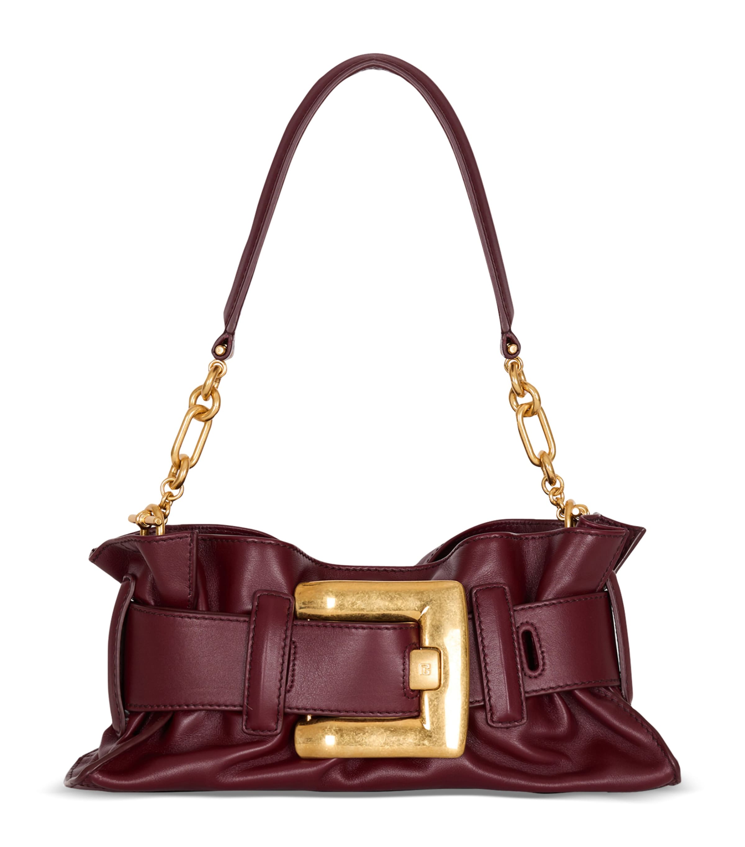 Balmain Mini Anthem Bag In Calfskin Leather In Brown