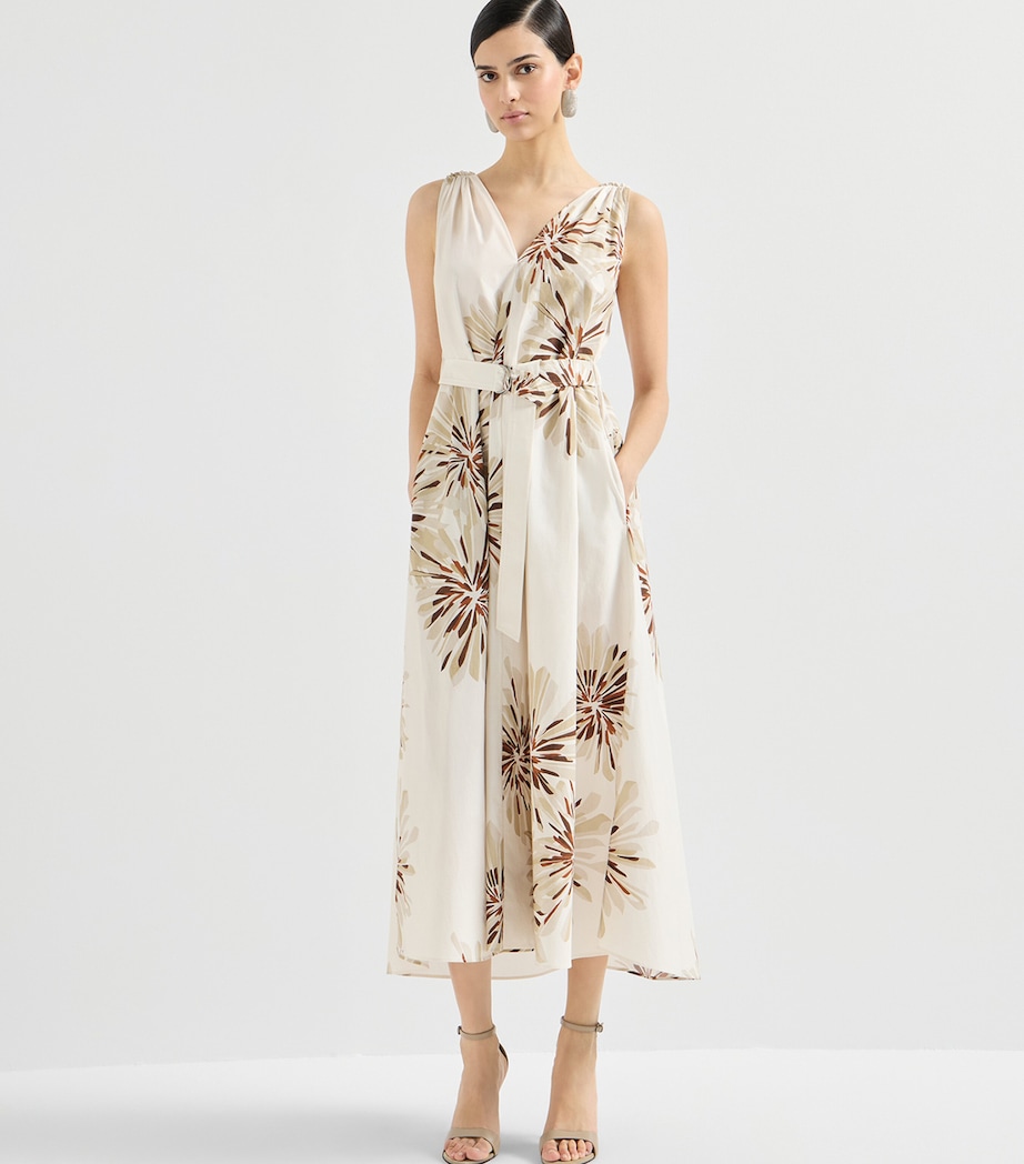 Brunello Cucinelli Womens Cotton Floral Midi Dress Image 3
