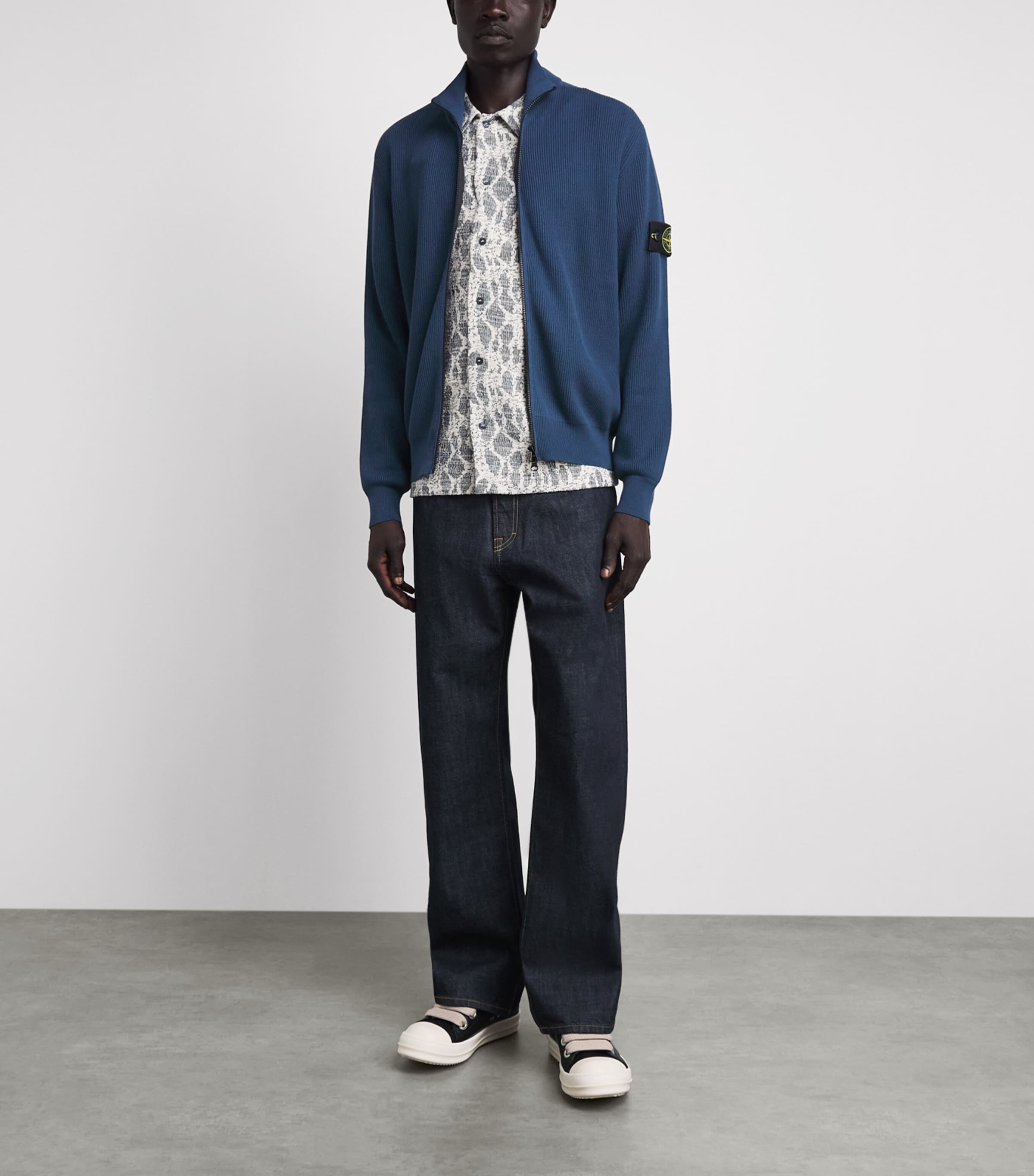 Stone Island Mens Cotton Zip-Up Cardigan Image 2