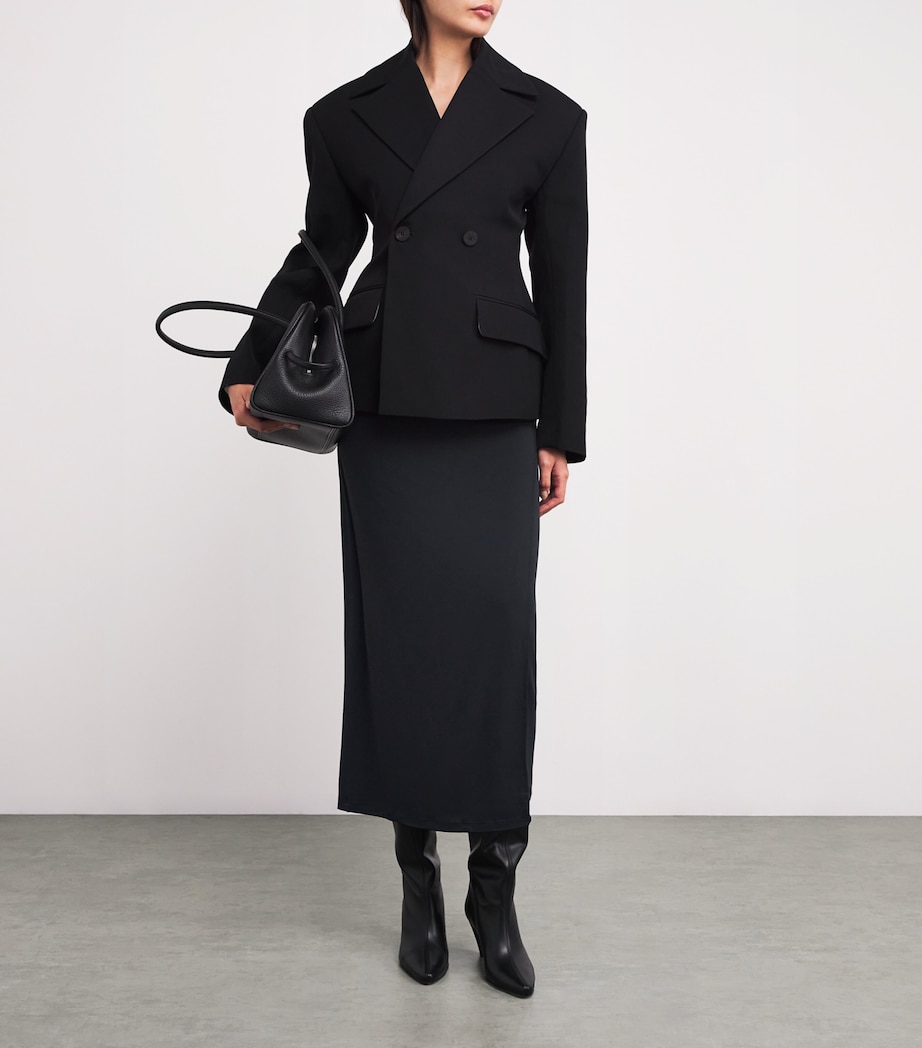 Wolford Womens Crepe Jersey Midi Skirt Black Image 2