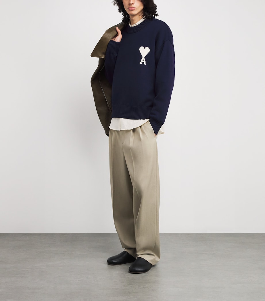 Wool-Cotton Ami de Coeur Sweater A116 ENCRE/ECRU Image 2