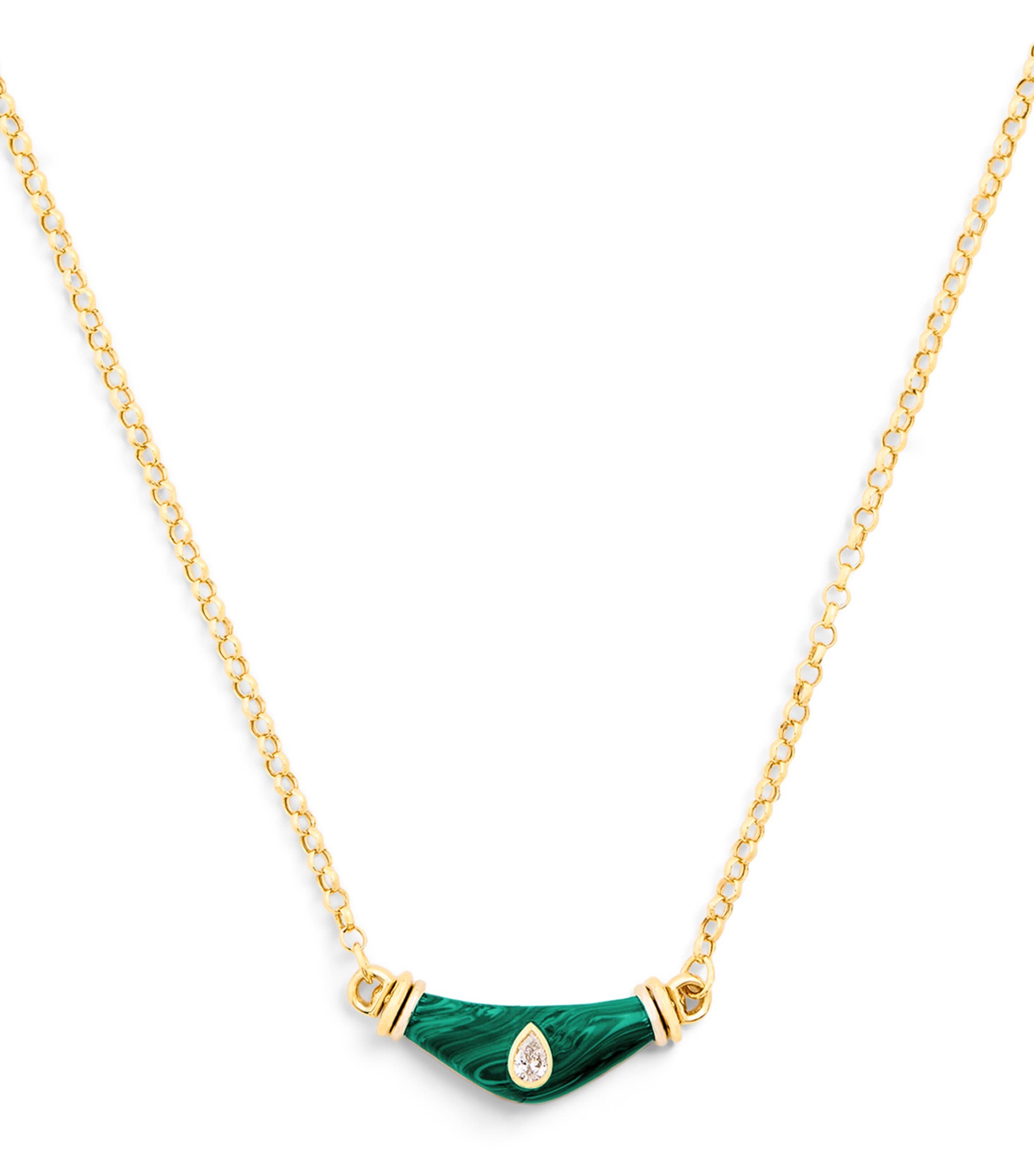 L'ATELIER NAWBAR Yellow Gold, Diamond and Malachite Karma N*93 Necklace | Fine Jewellery | Fine Necklaces | Chain Necklaces | Designers | L'Atelier Nawbar
