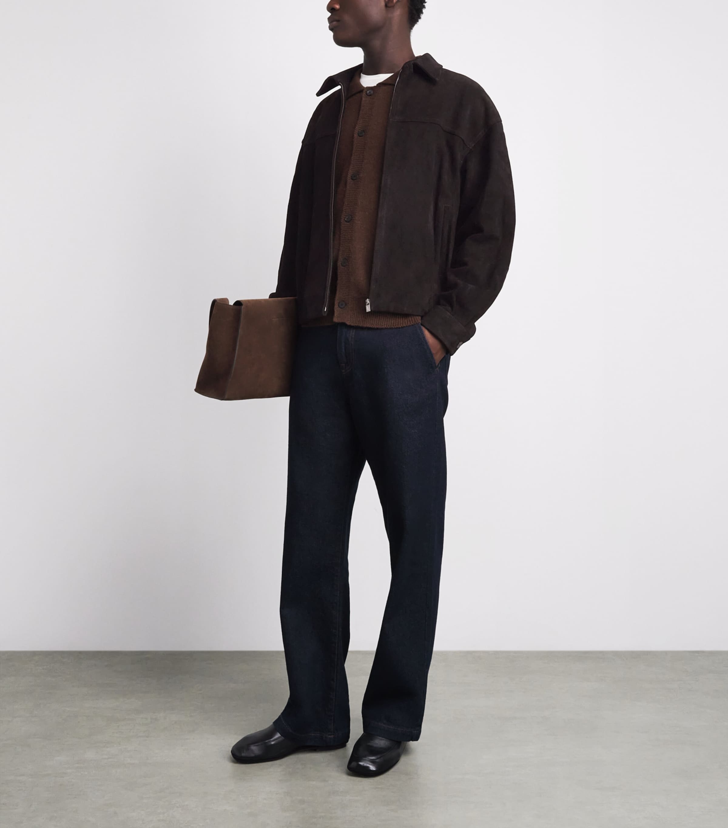 Le 17 Septembre Mens Suede Jacket Black Image 2