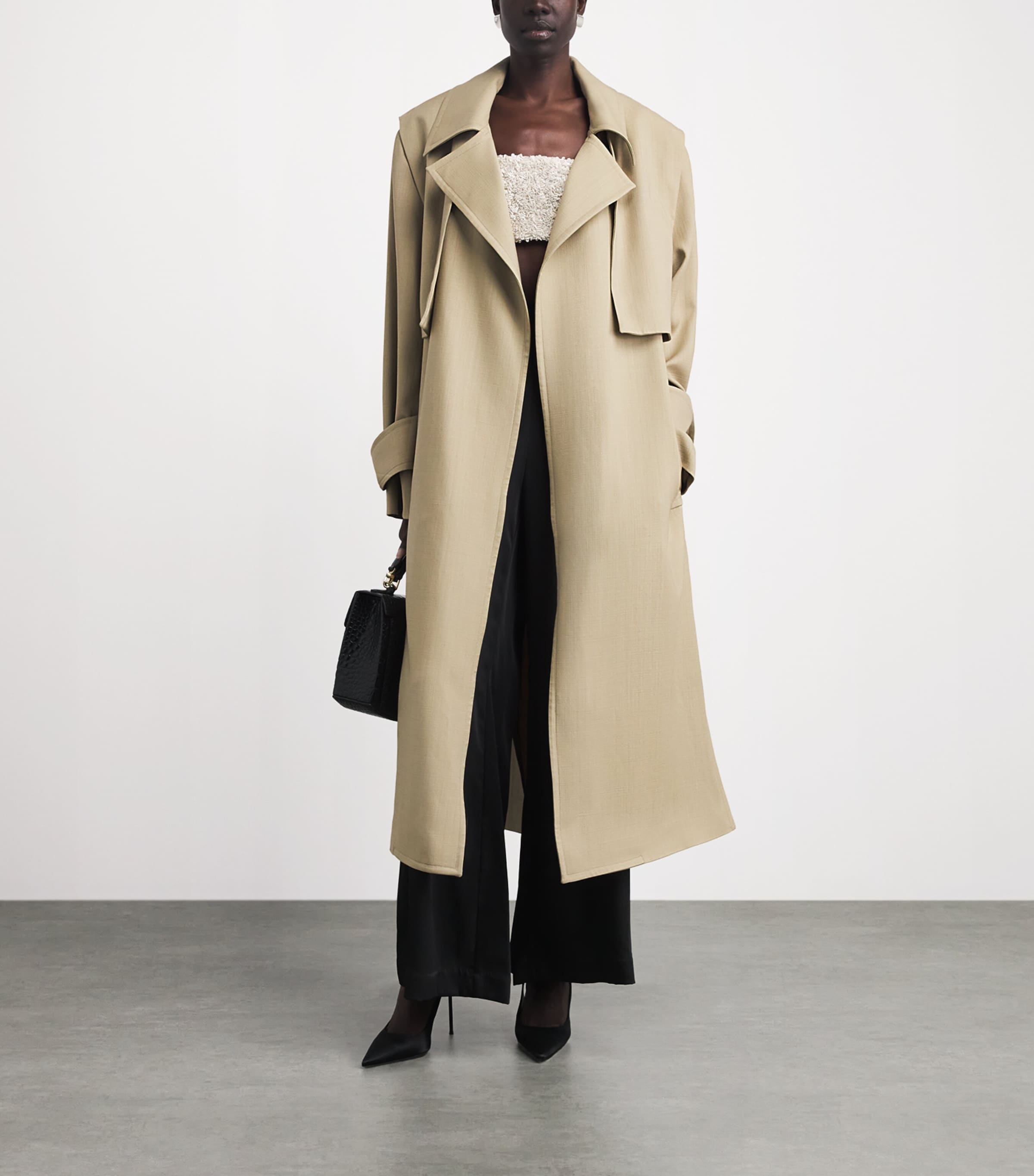 CAMILLA AND MARC Womens Wool Omar Trench Coat Sand Image 2