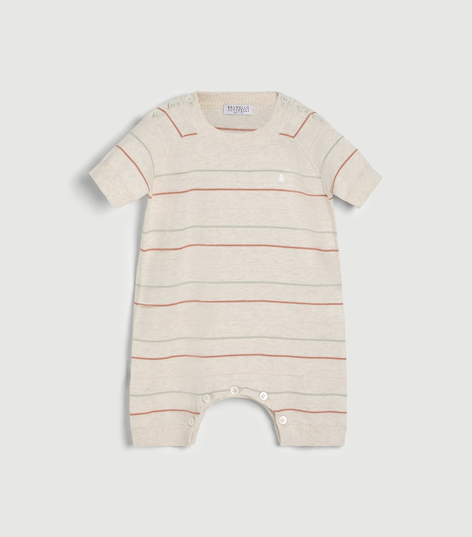 Brunello Cucinelli Kids Cotton Stripe Baby Bernie Playsuit (3-18 Months) Image 2