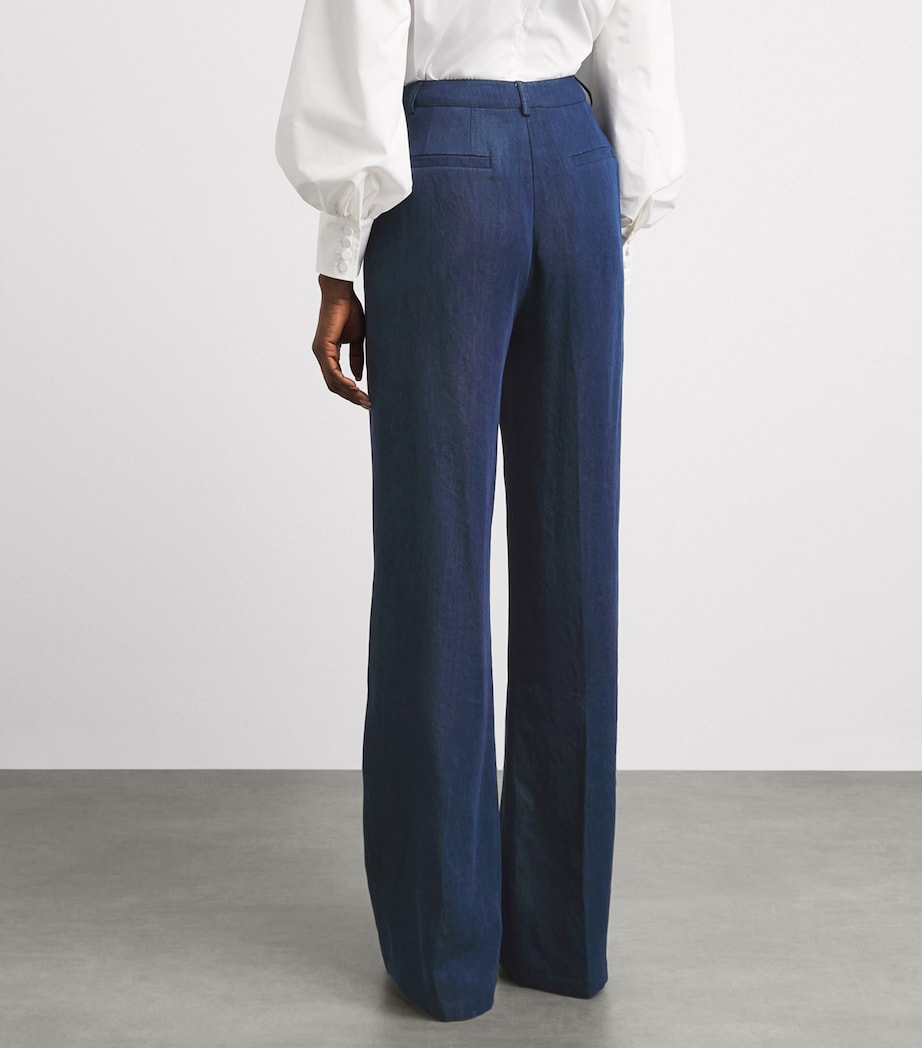 Huishan Zhang Womens Chambray Lucian Wide-Leg Trousers Blue Image 5