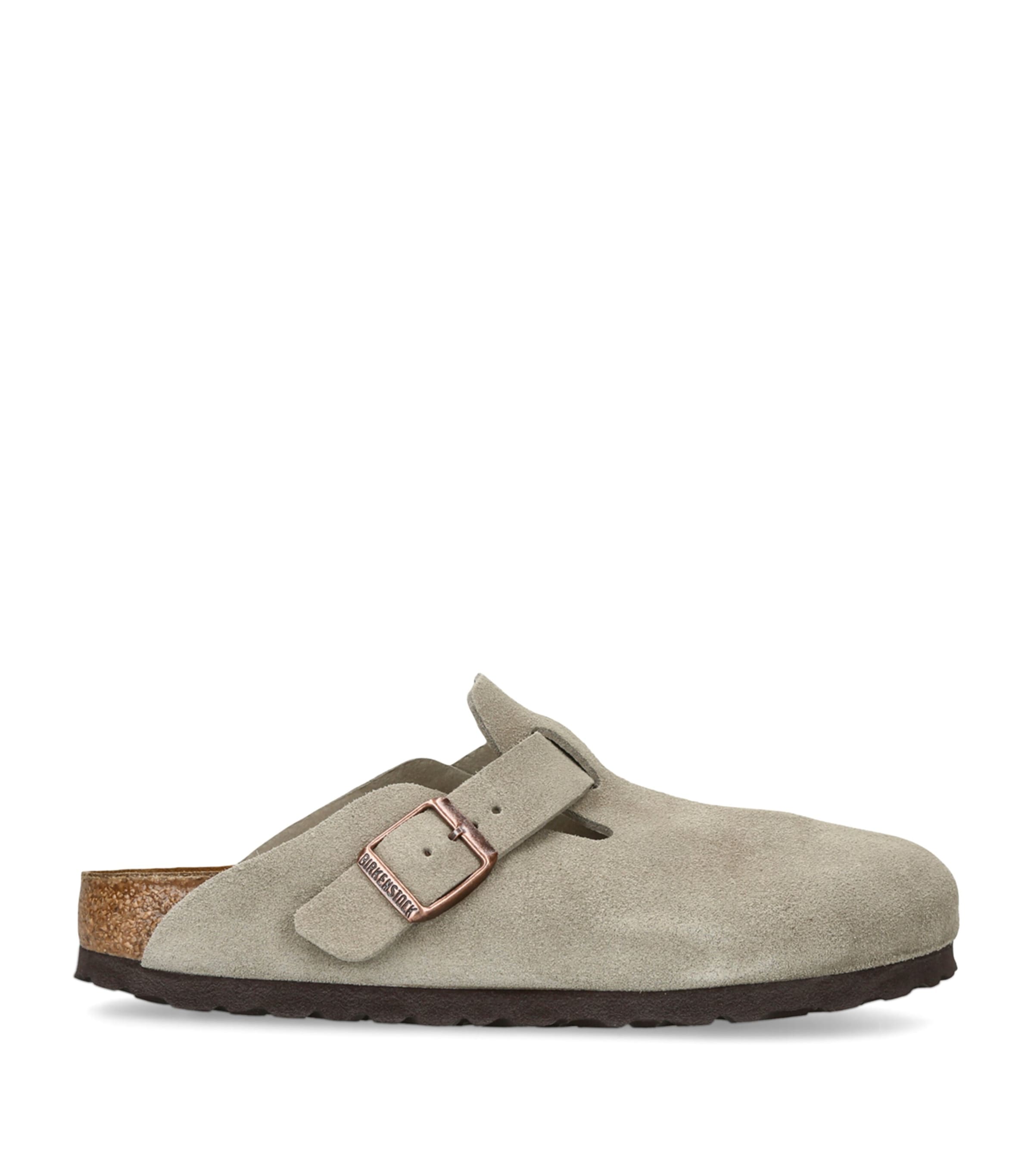 Birkenstock Suede Boston Clogs In Brown