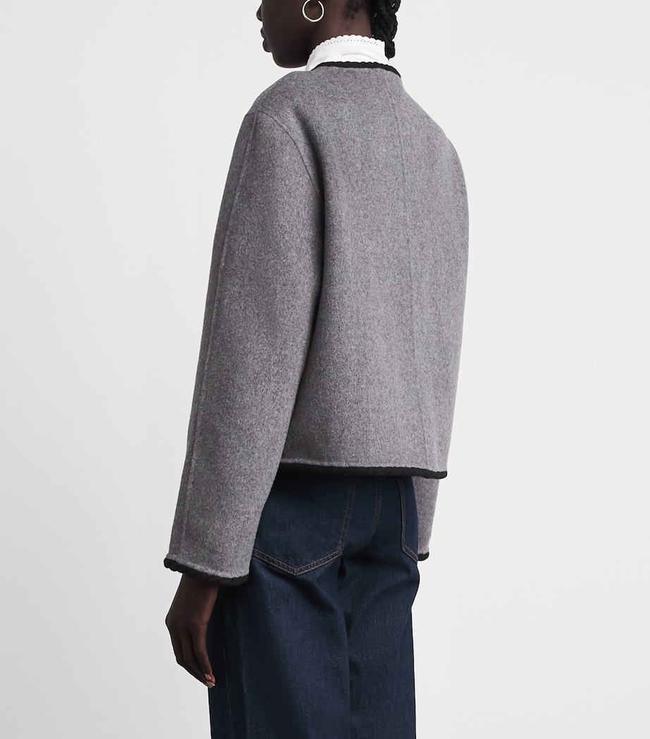 Maje Womens Wool-Blend Double-Face Cropped Jacket Light Grey Image 5
