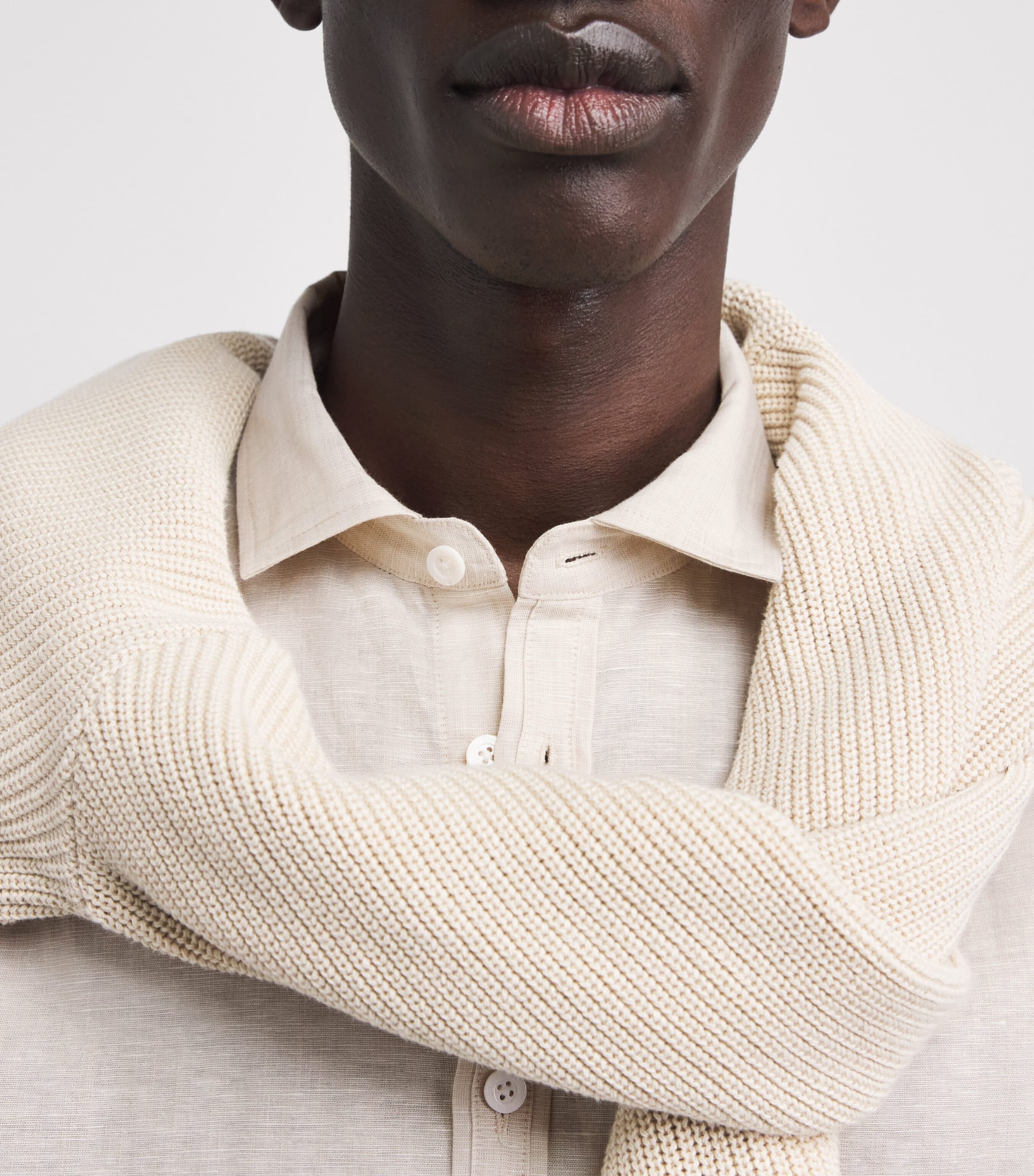 Zimmerli Mens Linen-Cotton Shirt Beige Image 3