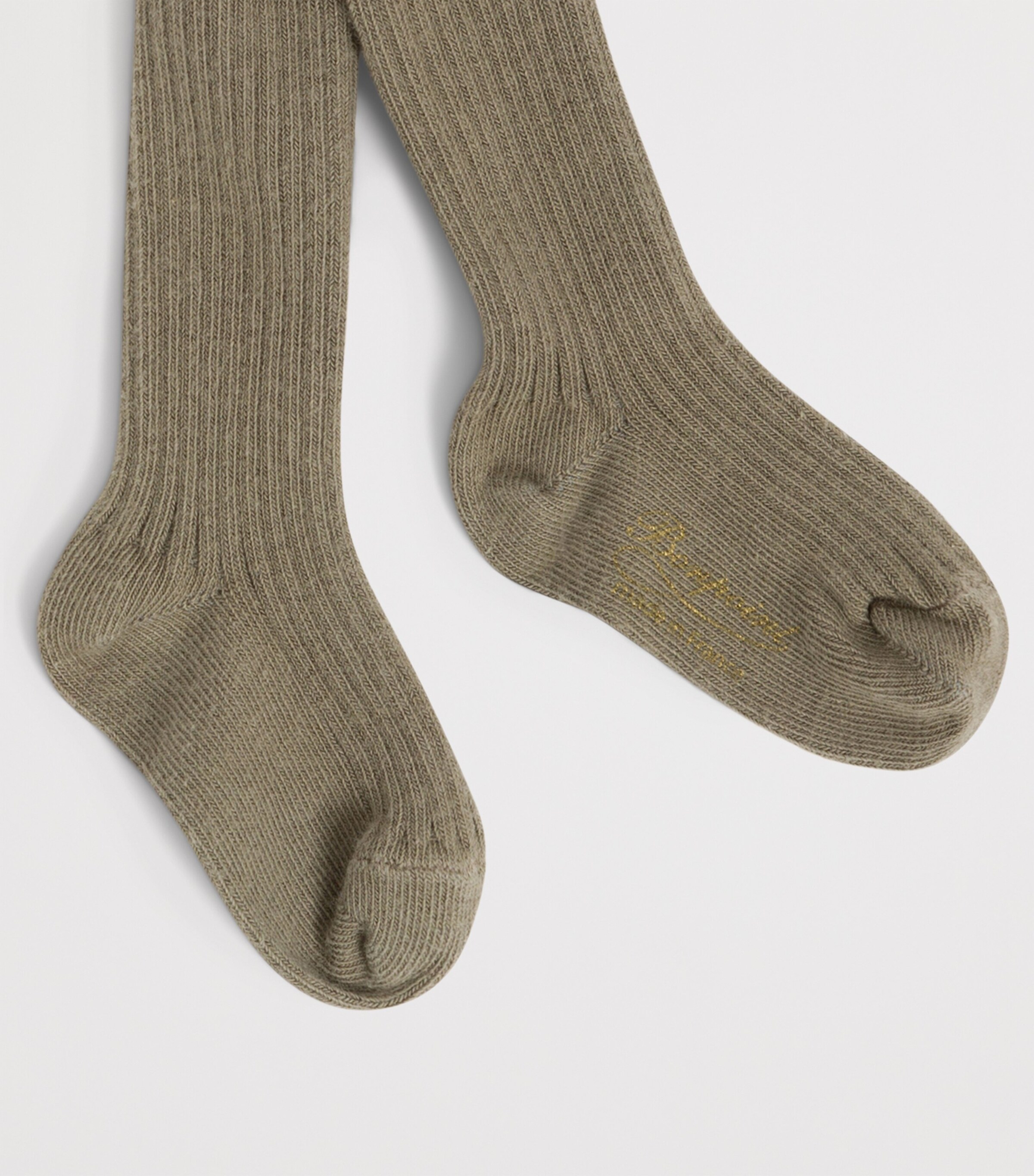 Cotton-Blend Ribbed Tights (3-24 Months) TAUPE Image 2