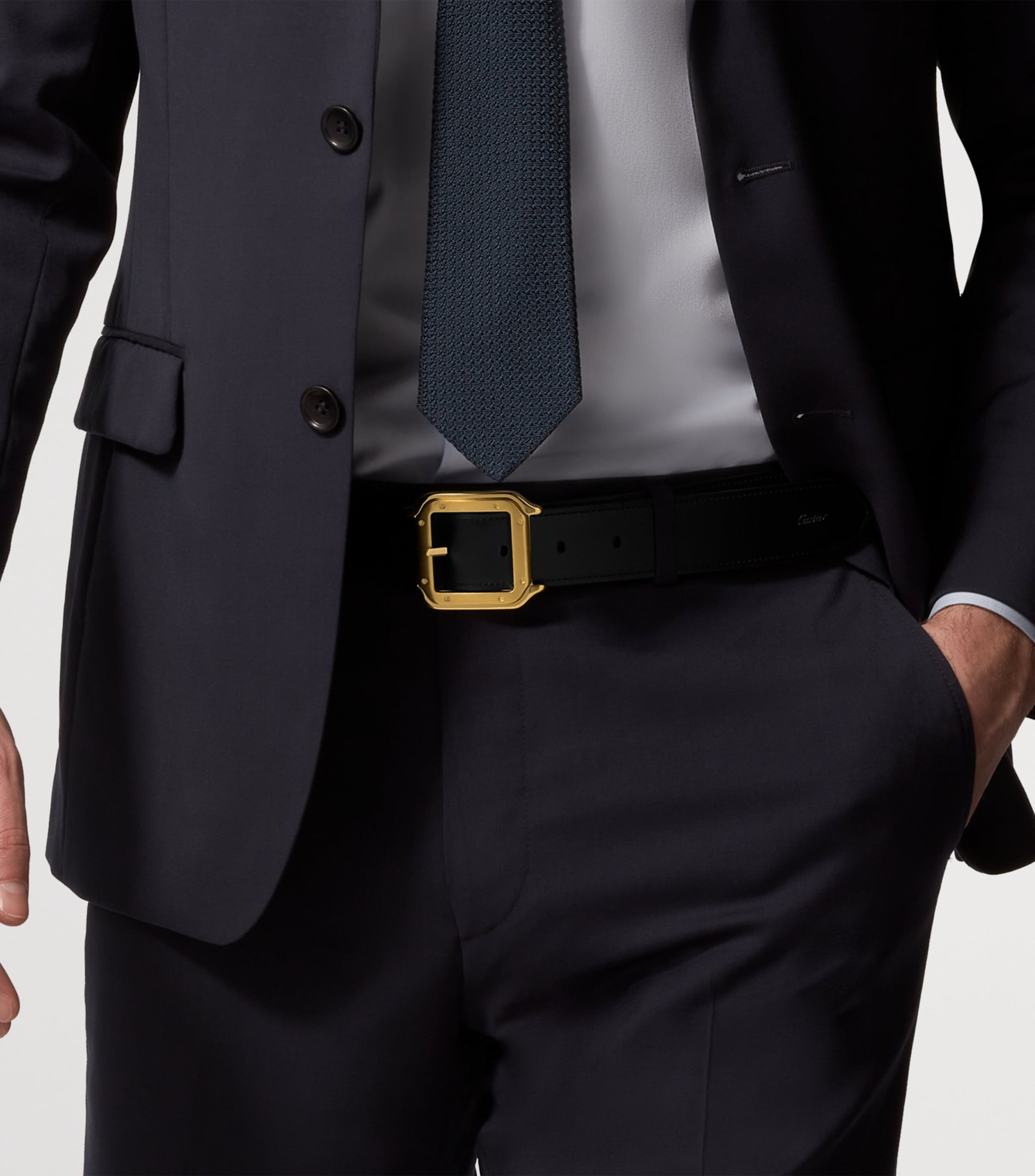 Cartier Leather Santos de Cartier Reversible Belt Black Image 2