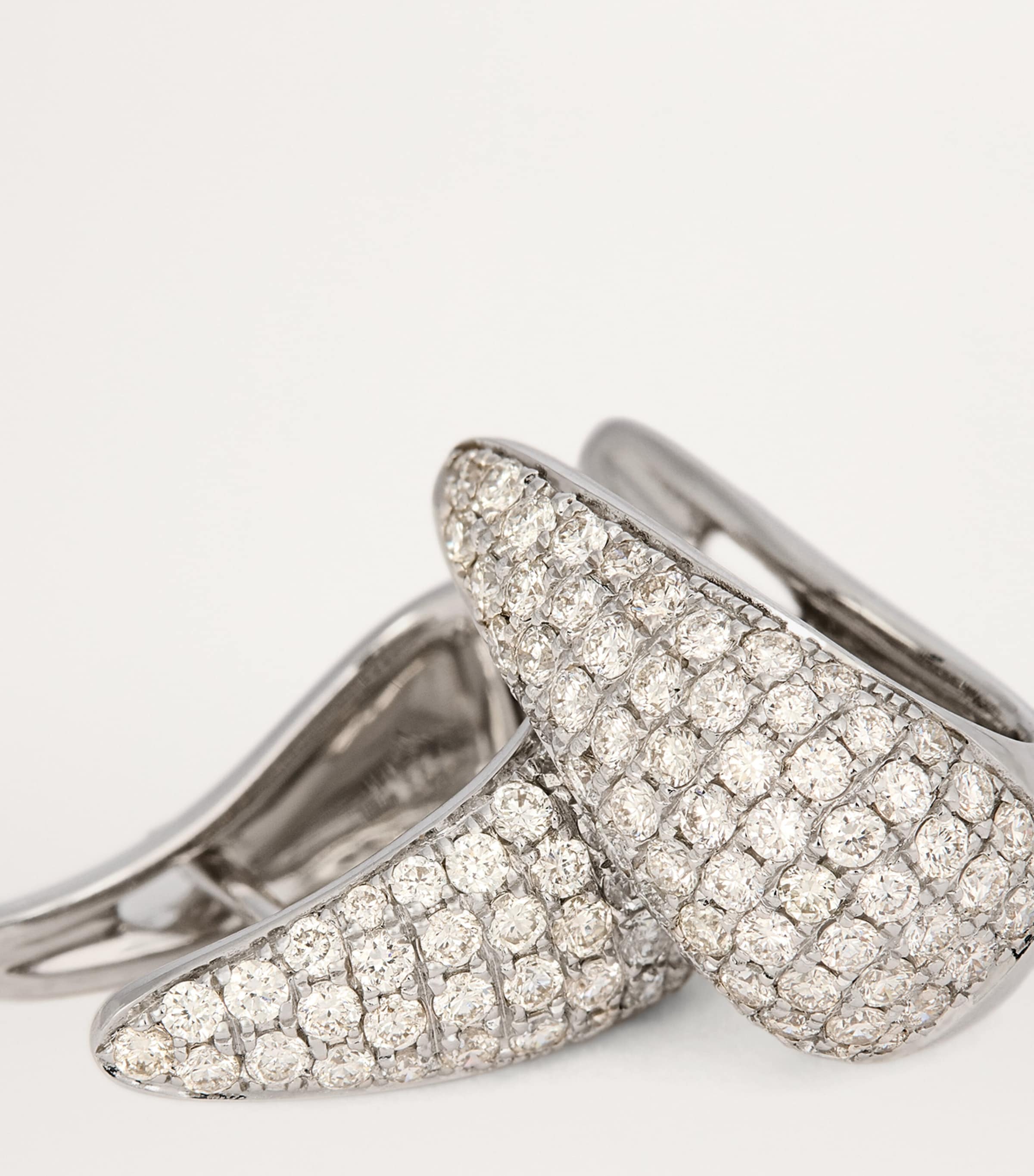 Small White Gold and Diamond Claw Earrings WHITE GOLD Image 6