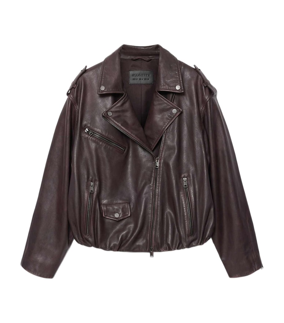 AllSaints Womens Leather Samina Biker Jacket Oxblood Red Image 1