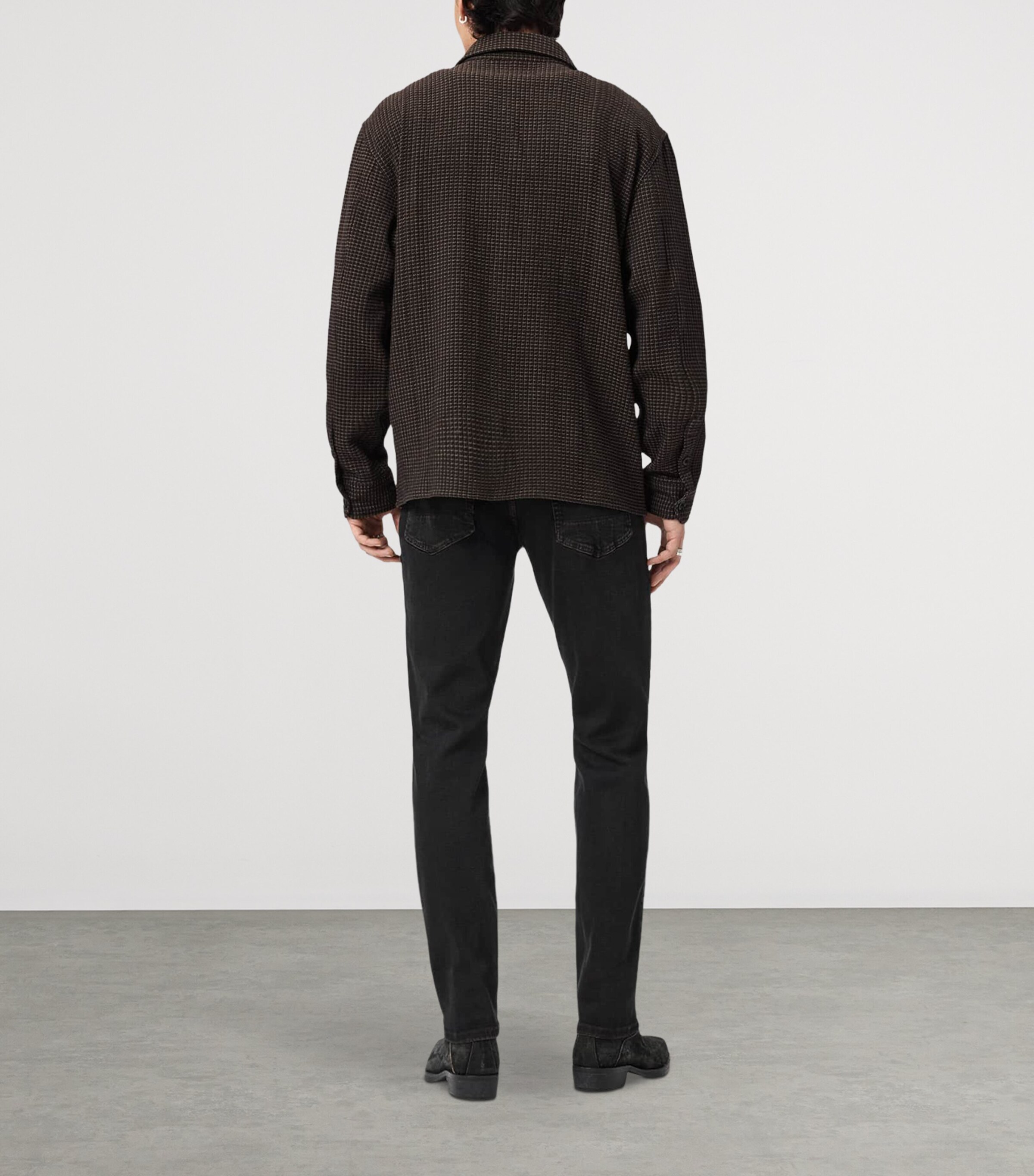 AllSaints Mens Sid Skinny Jeans Overdyed Brown Image 8