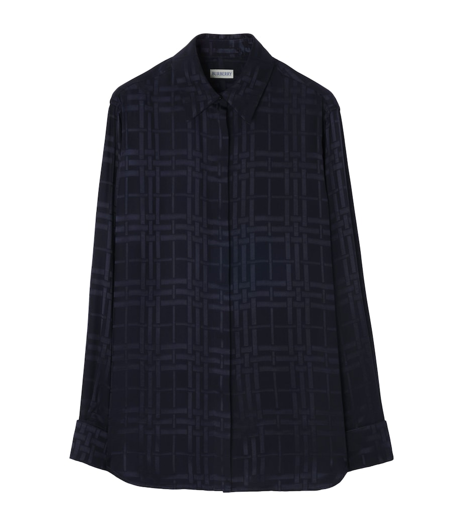 Burberry Womens Silk Check Shirt Dark Ink Blue Image 1
