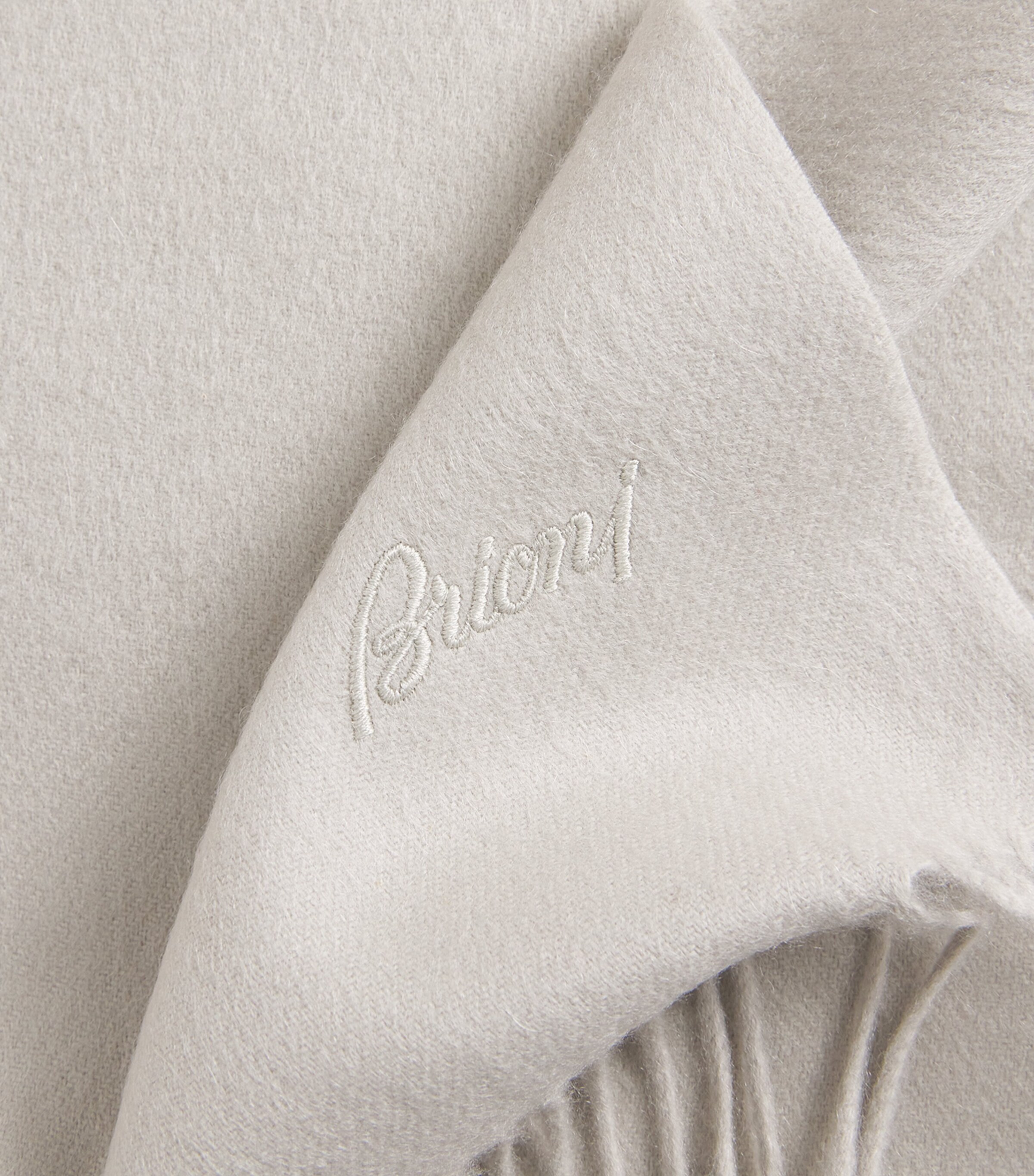Brioni Cashmere Fringed Scarf Sand Image 4