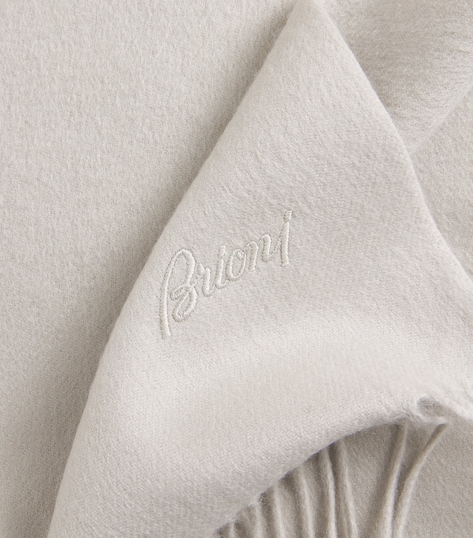 Brioni Cashmere Fringed Scarf Sand Image 4