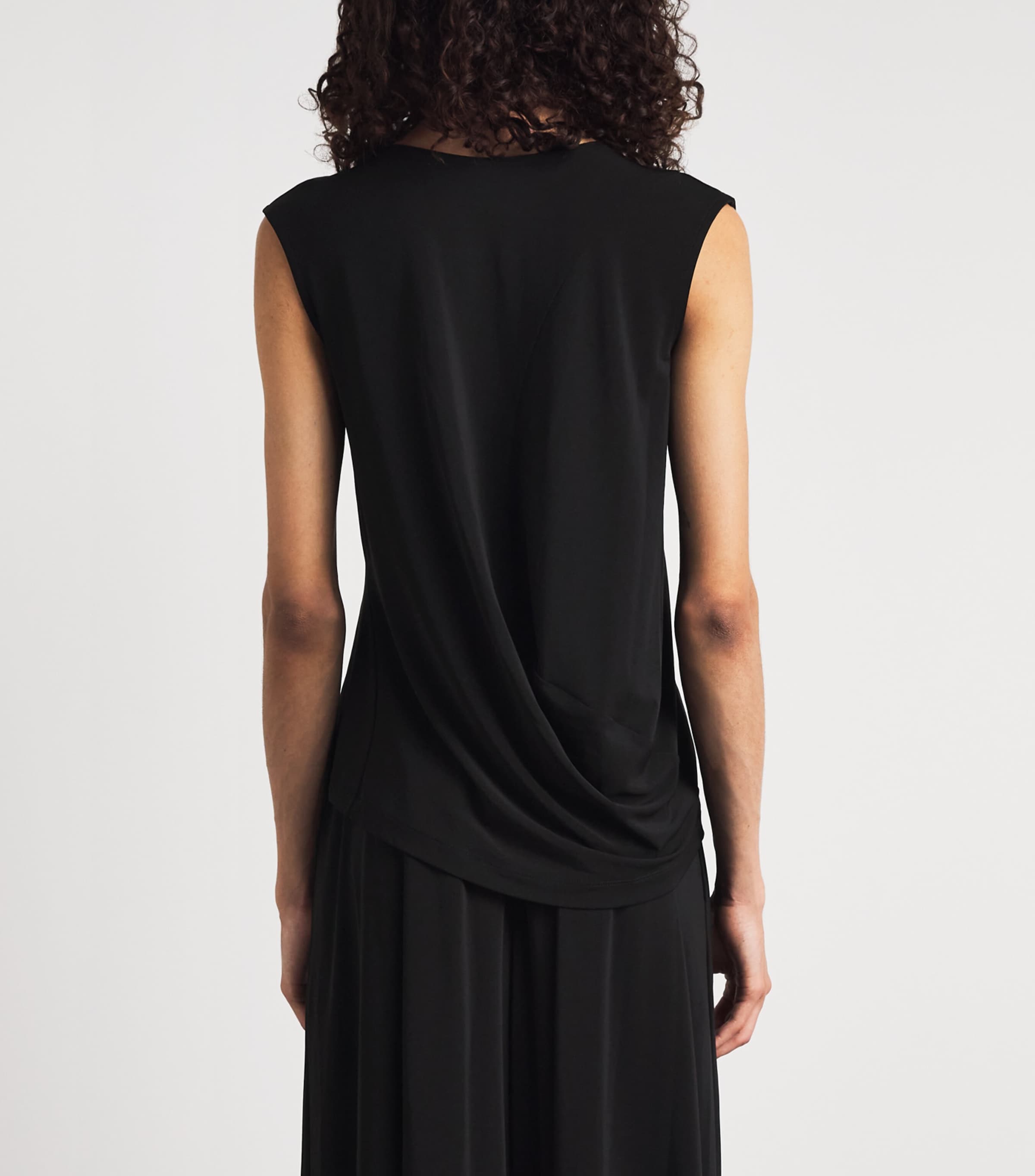 Issey Miyake Womens Drape Jersey Sleeveless Blouse Black Image 5