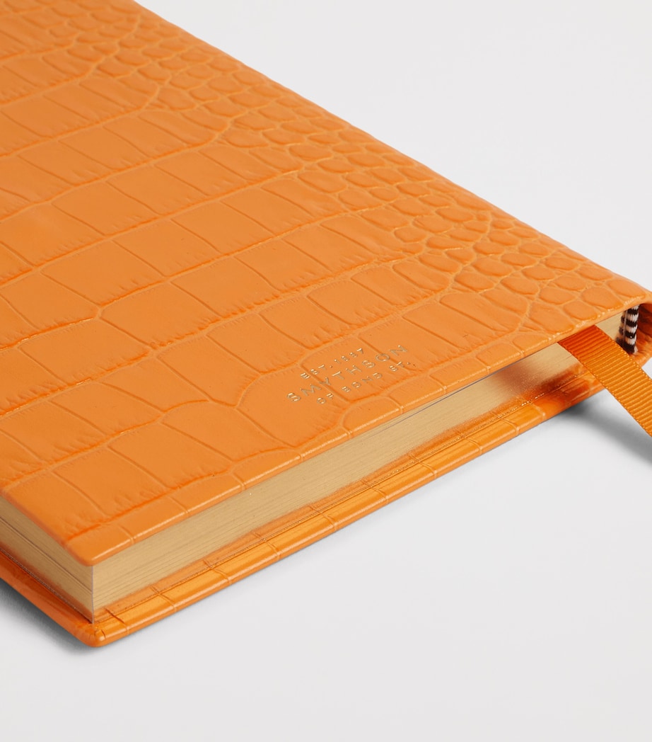 Smythson Mara Leather Croc-Embossed Soho Notebook L Orange Image 3