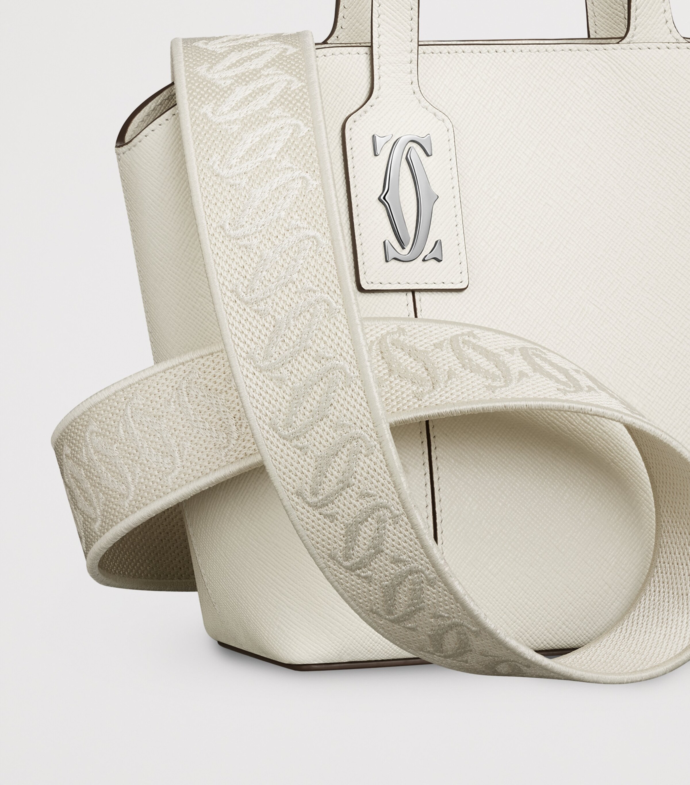 Mini Leather C de Cartier Tote Bag SALT WHITE Image 6