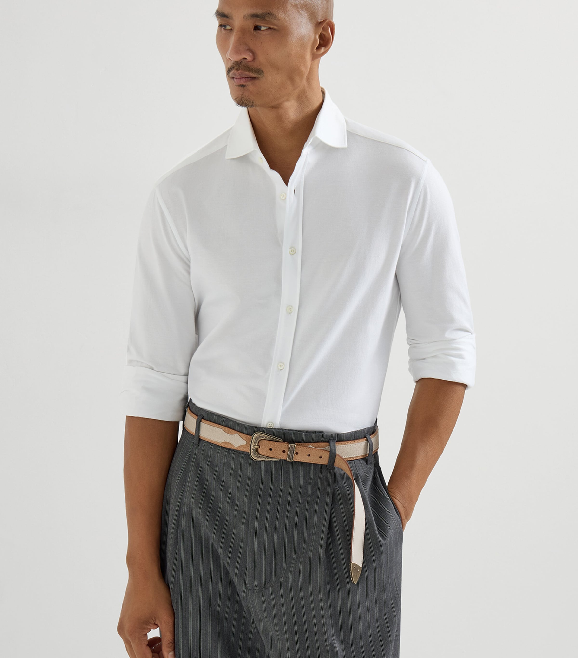 Brunello Cucinelli Mens Cotton Piqué Shirt Image 4