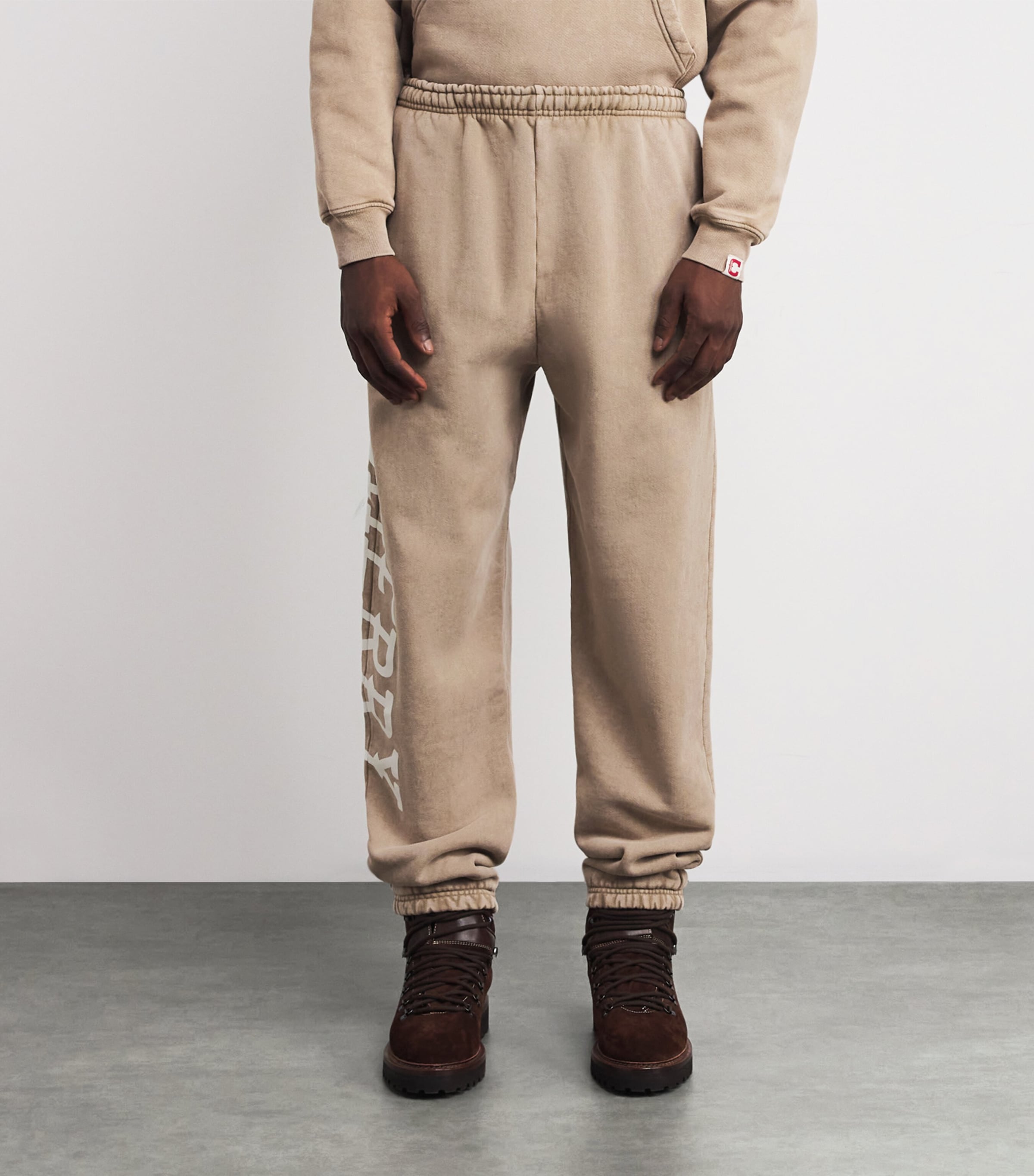 Cotton Logo Print Hollywood Sweatpants TAN Image 3