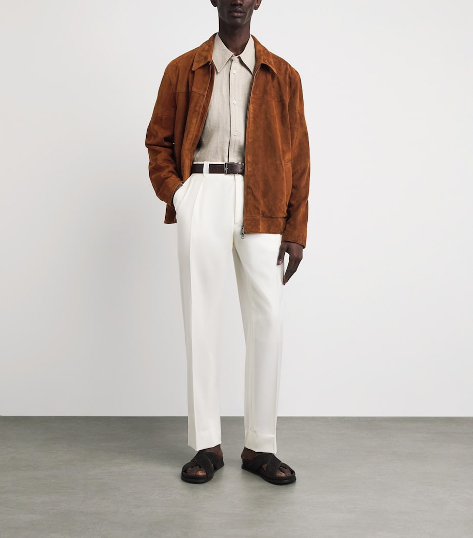 Brioni Mens Lambskin Suede Bomber Jacket Image 2