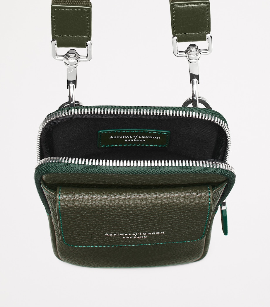 Leather Reporter Crossbody Phone Pouch FORESTGREEN Image 7