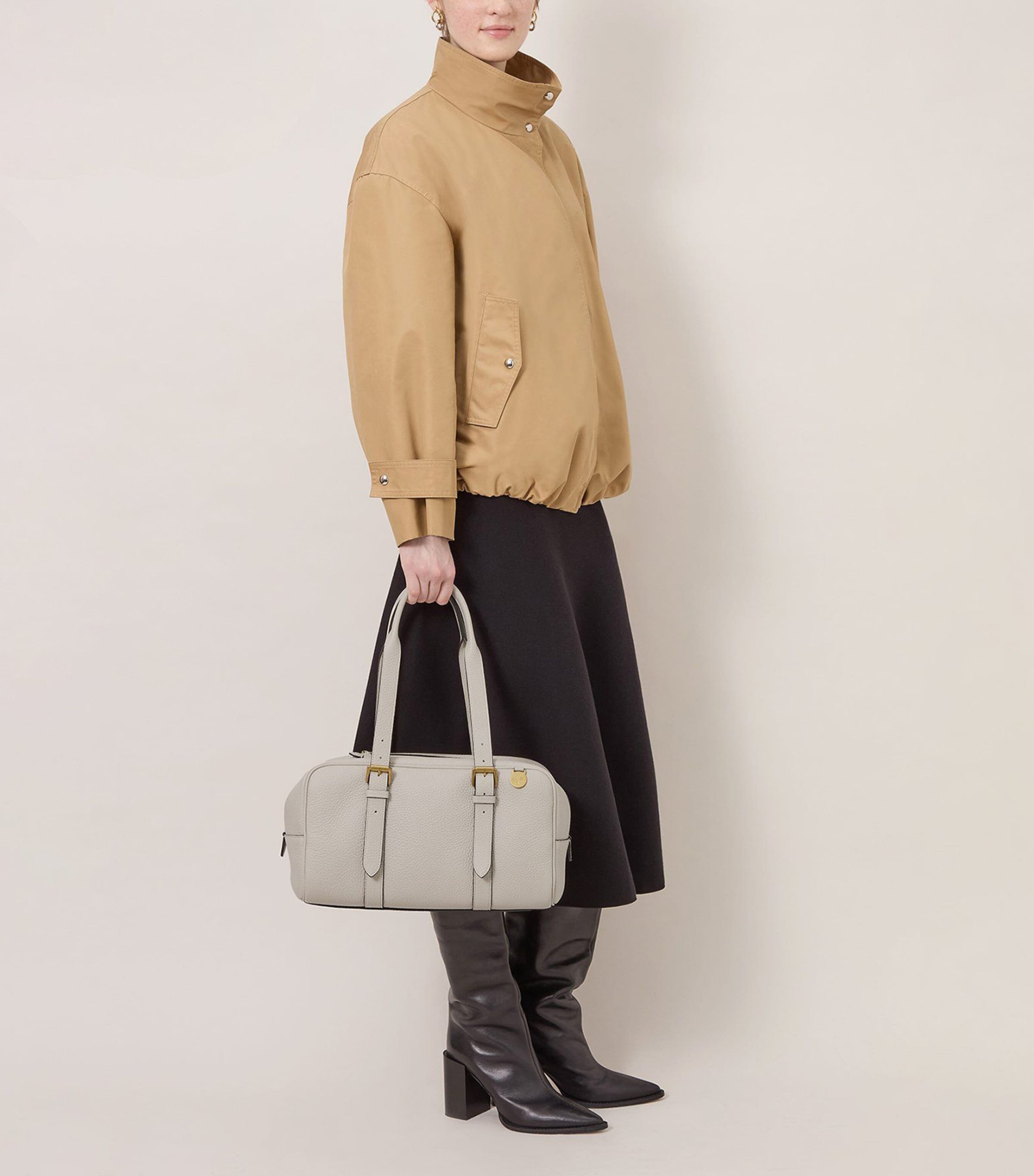 Mulberry Leather Boston Shoulder Bag Chalk Image 2