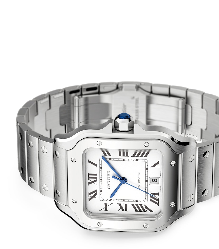 Large Steel Santos de Cartier Watch 39.8mm GREY Image 7