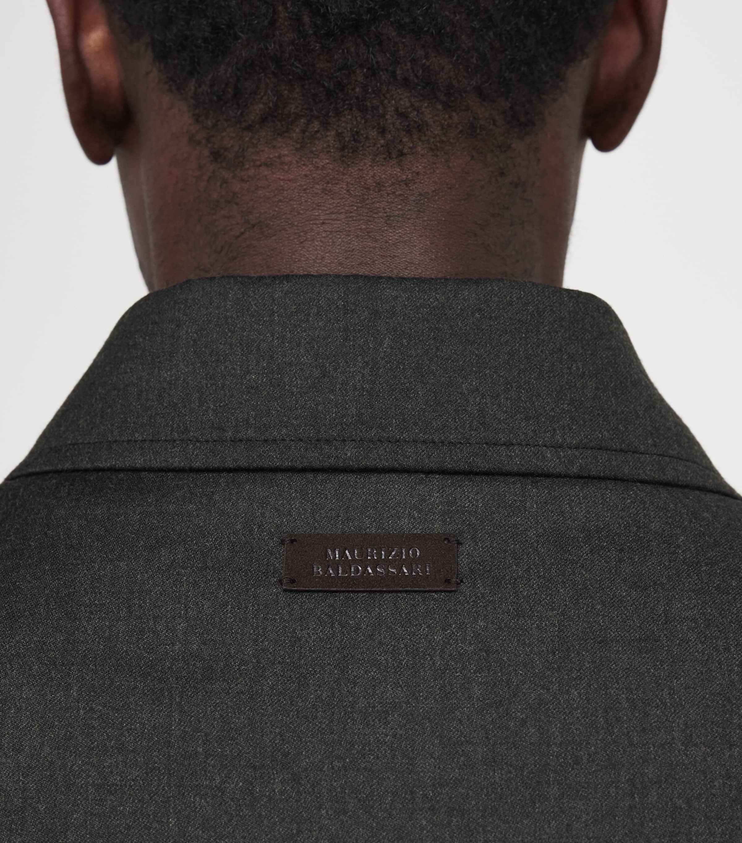 Maurizio Baldassari Mens Stretch-Wool Overshirt Deep Forest Image 3