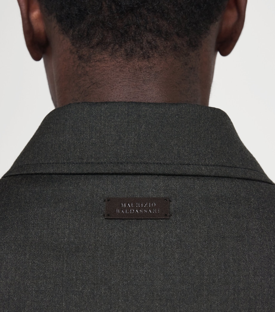 Maurizio Baldassari Mens Stretch-Wool Overshirt Deep Forest Image 3