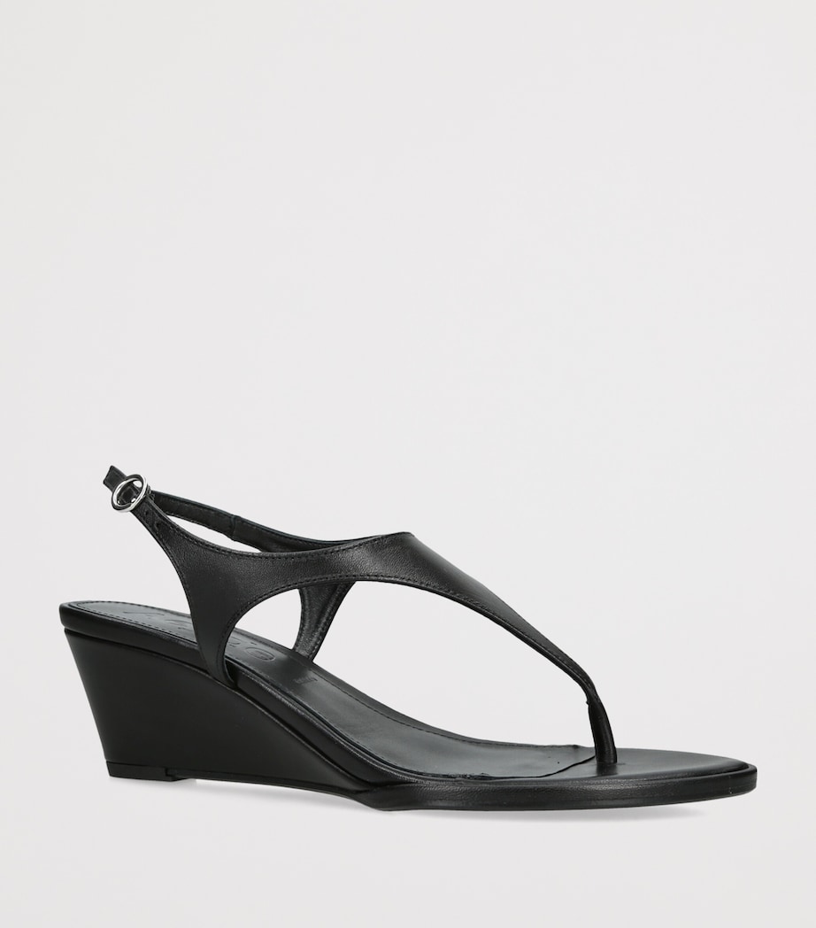 aeyde Leather Roose Wedge Sandals 55 Black Image 2